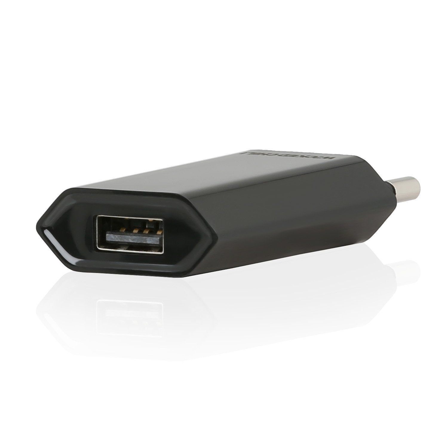 Schwarzer USB-Adapter. Es ist eine lange, rechteckige Form mit einem USB-Anschluss.