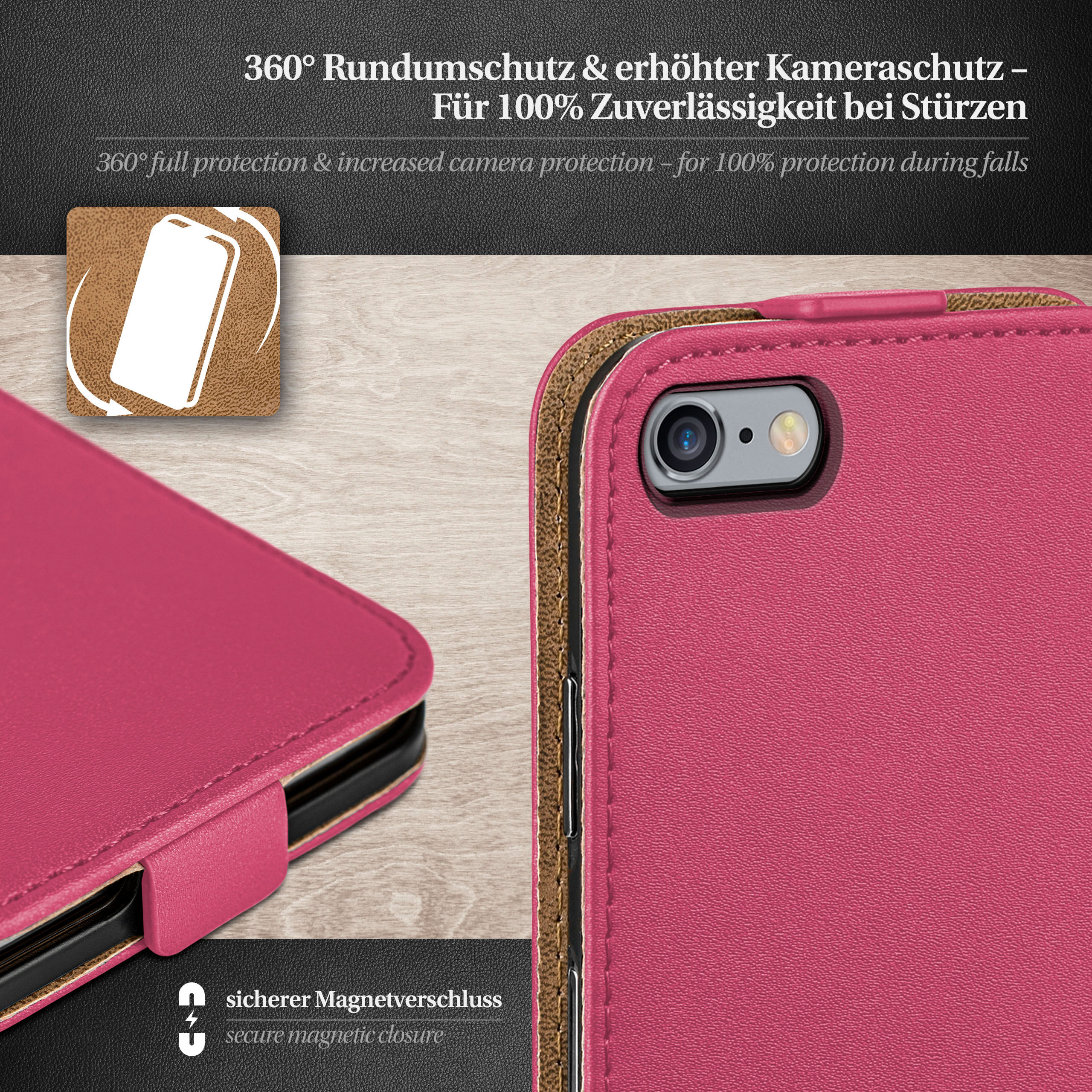 Plus Flip Flip iPhone Apple, Berry-Fuchsia MOEX Plus, Case, / Cover, 6 6s