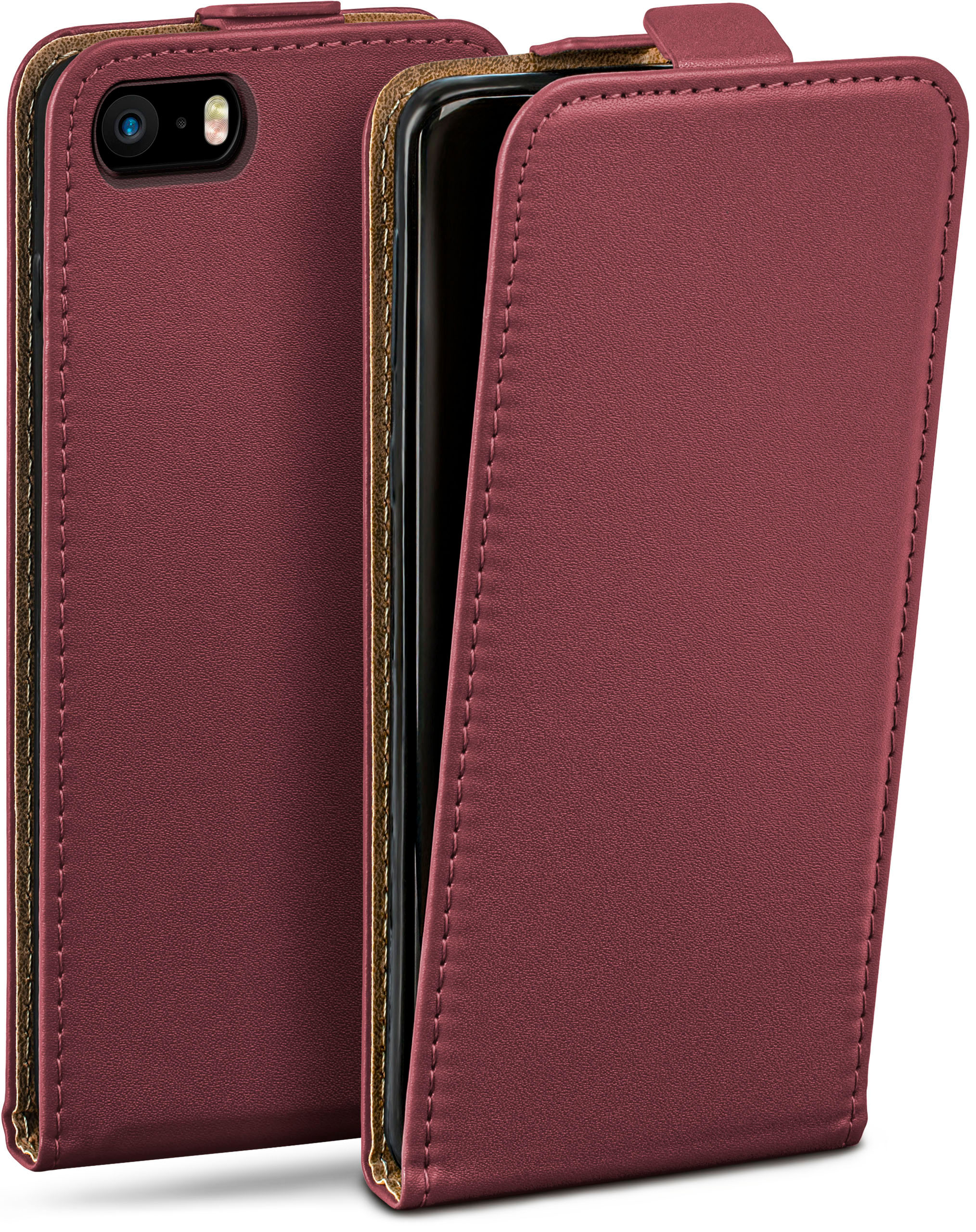 Cover, (2016), Apple, Flip Flip / / 5 iPhone 5s Maroon-Red SE MOEX Case,