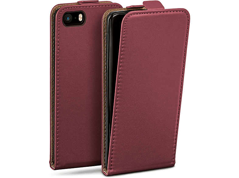 MOEX Flip Case, Flip Cover, Apple, iPhone 5s / 5 / SE (2016), Maroon-Red