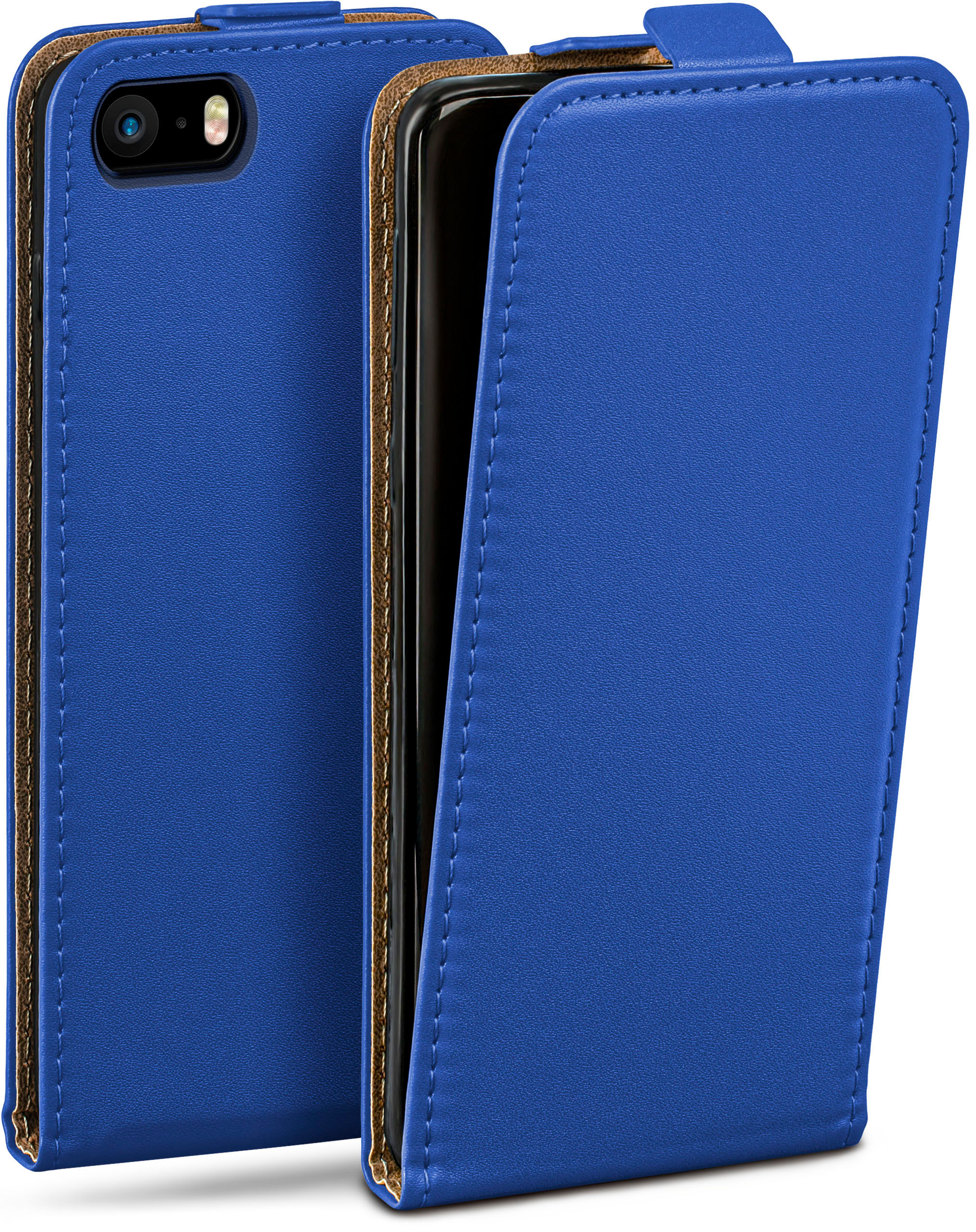 iPhone SE Apple, Flip Cover, 5s 5 / (2016), Flip / Royal-Blue MOEX Case,