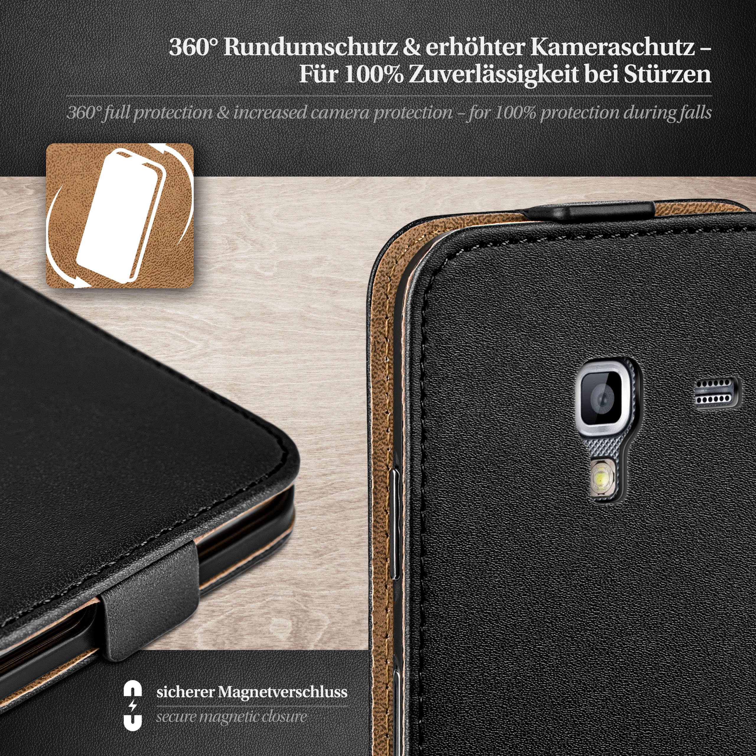 Galaxy Cover, Ace Plus, Flip Case, Samsung, MOEX Flip Deep-Black