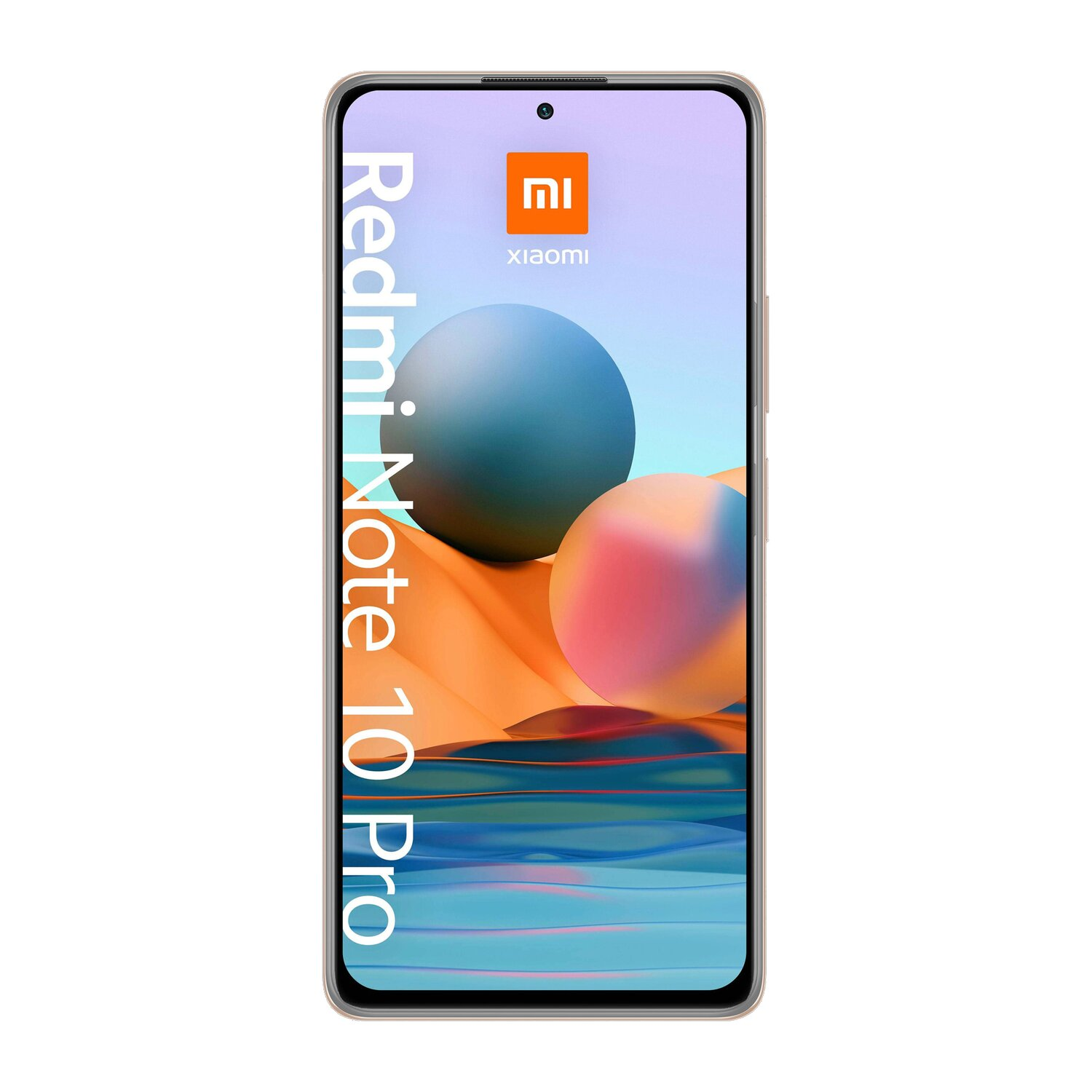 Xiaomi Redmi Note 10 Pro Smartphone, Frontansicht. Weißer Hintergrund.