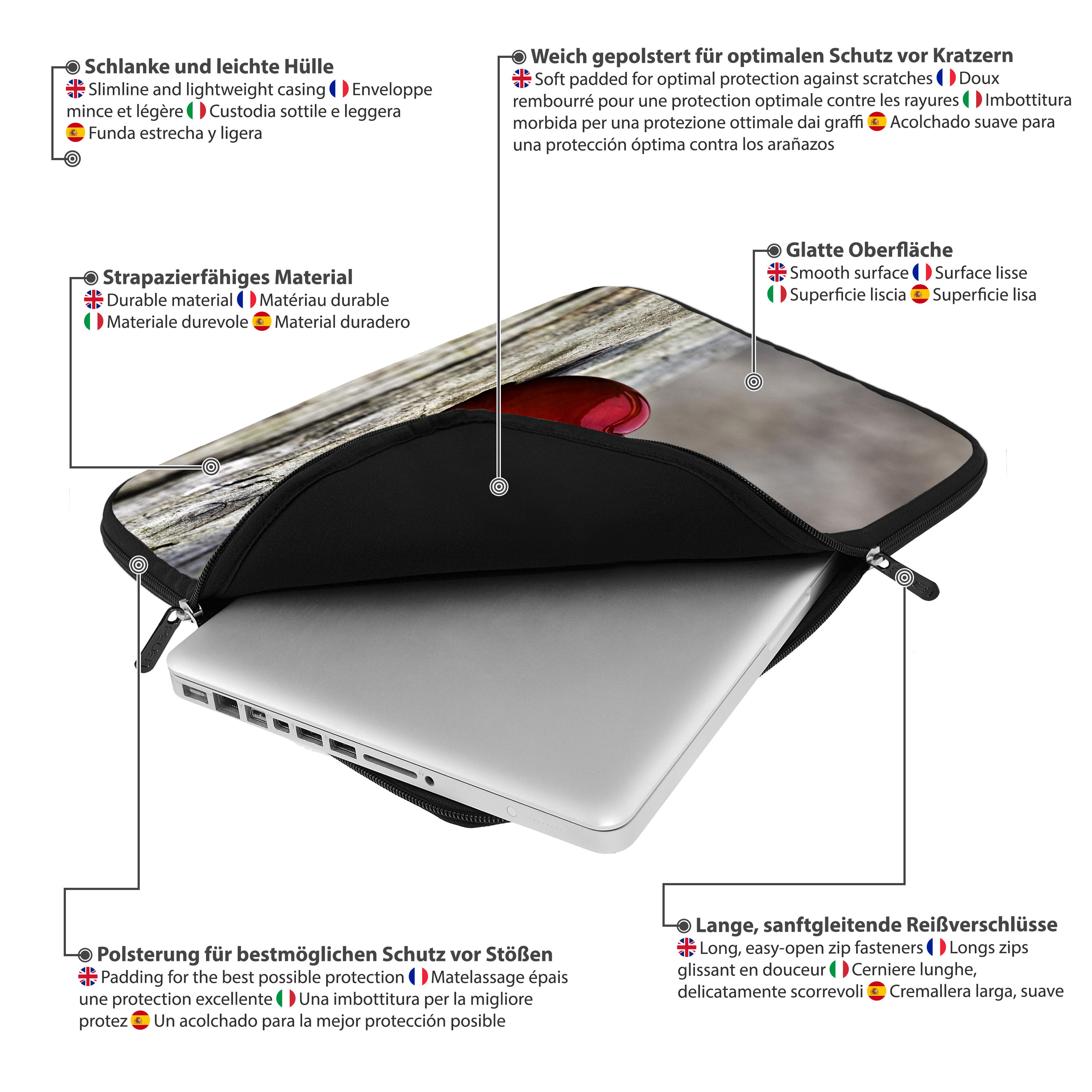 PEDEA Laptop 15,6 Notebook Universal Neopren, Zoll Sleeve \