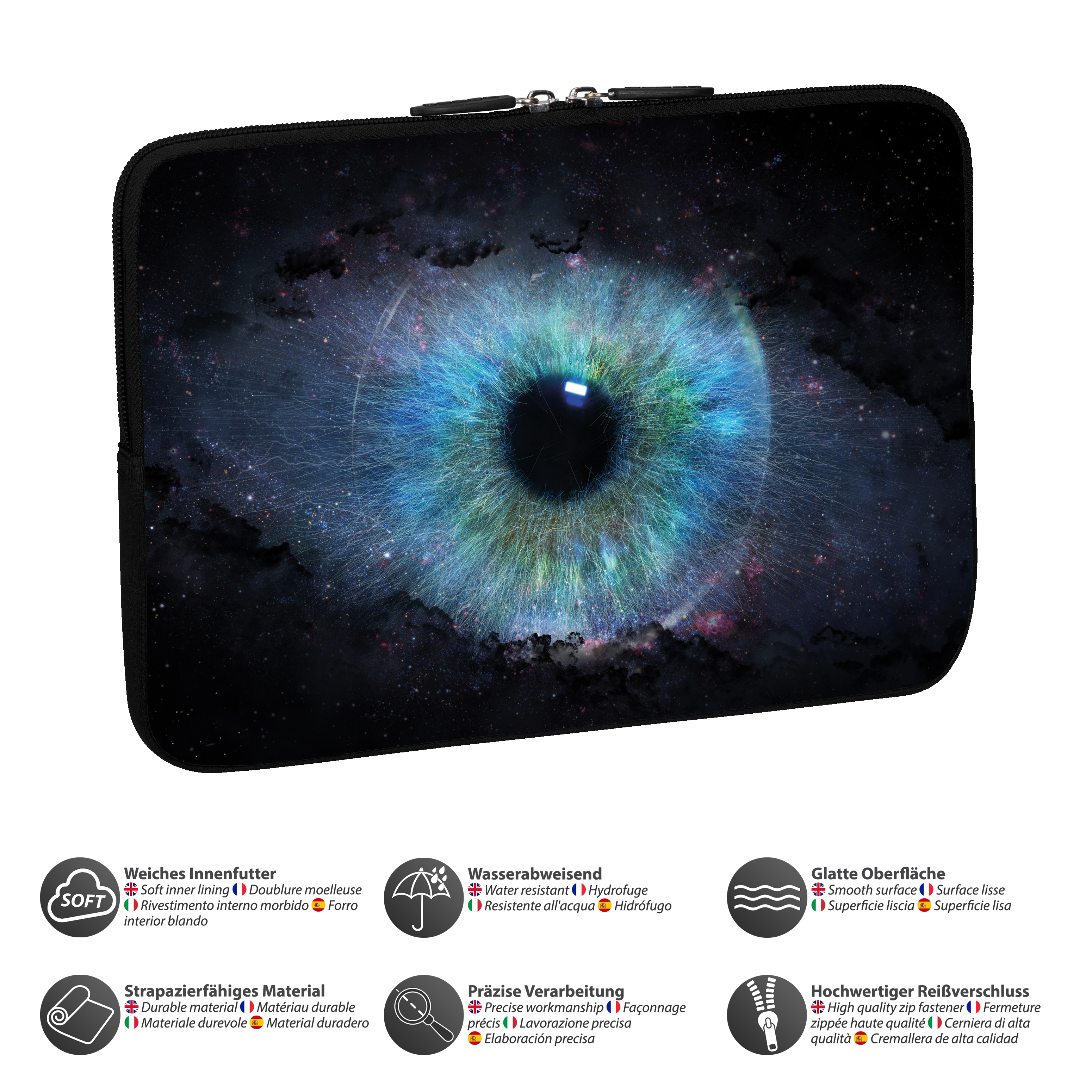 PEDEA Tablet Hülle Universal Zoll 10,1 cm) Neopren, Tablettasche Space (25,6 Sleeve für Eye\