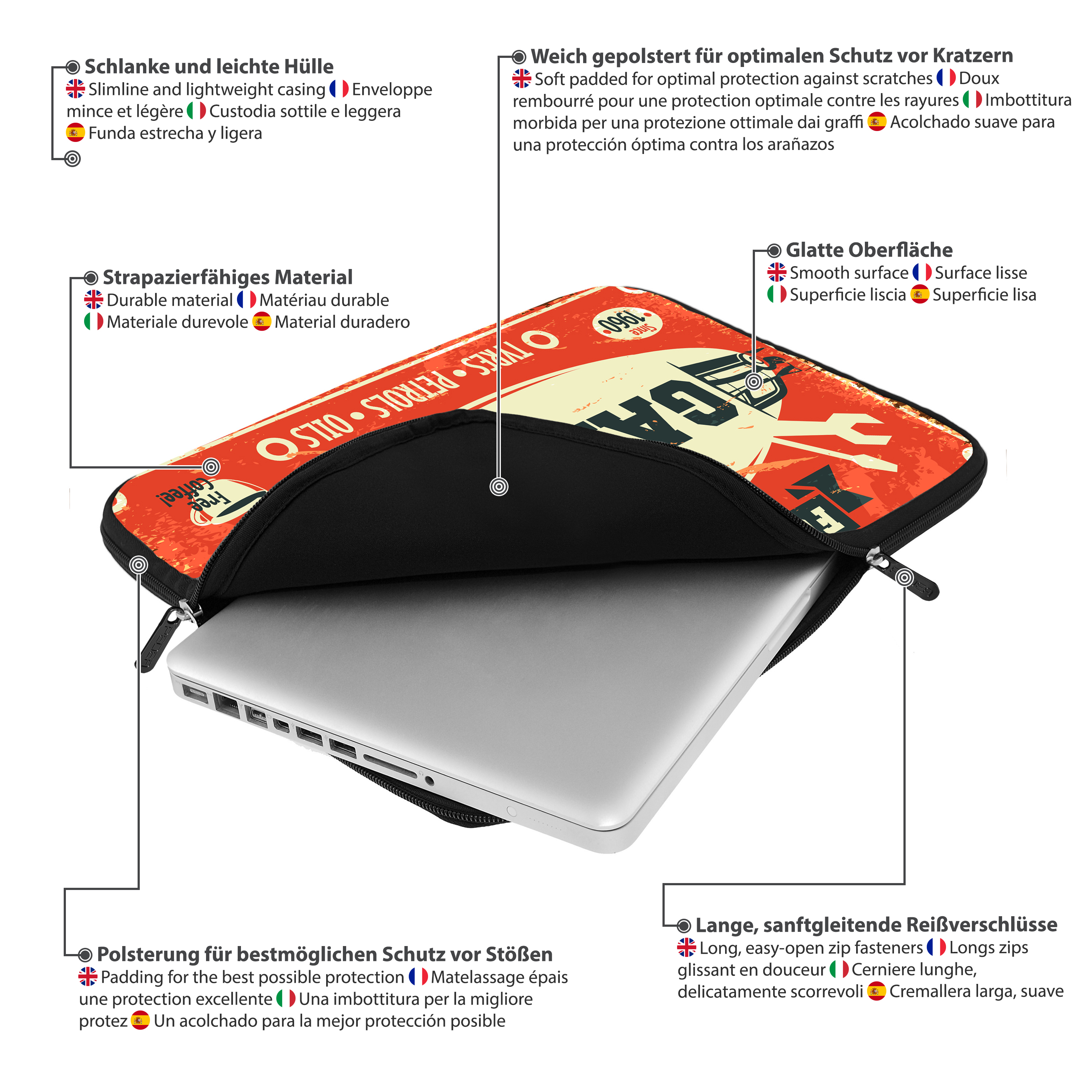 Universal Laptop für PEDEA 15,6 Garage Neopren, Zoll Sleeve Hülle Notebook (39,6cm) Sleeve \
