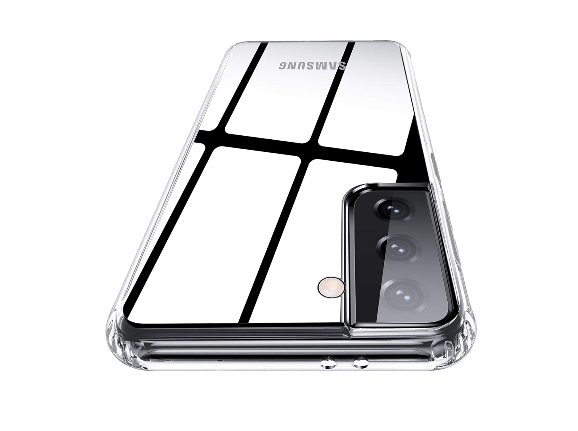 ARRIVLY Silikon Hülle Samsung, S21 Transparent Backcover, Plus, Galaxy Verstärkt