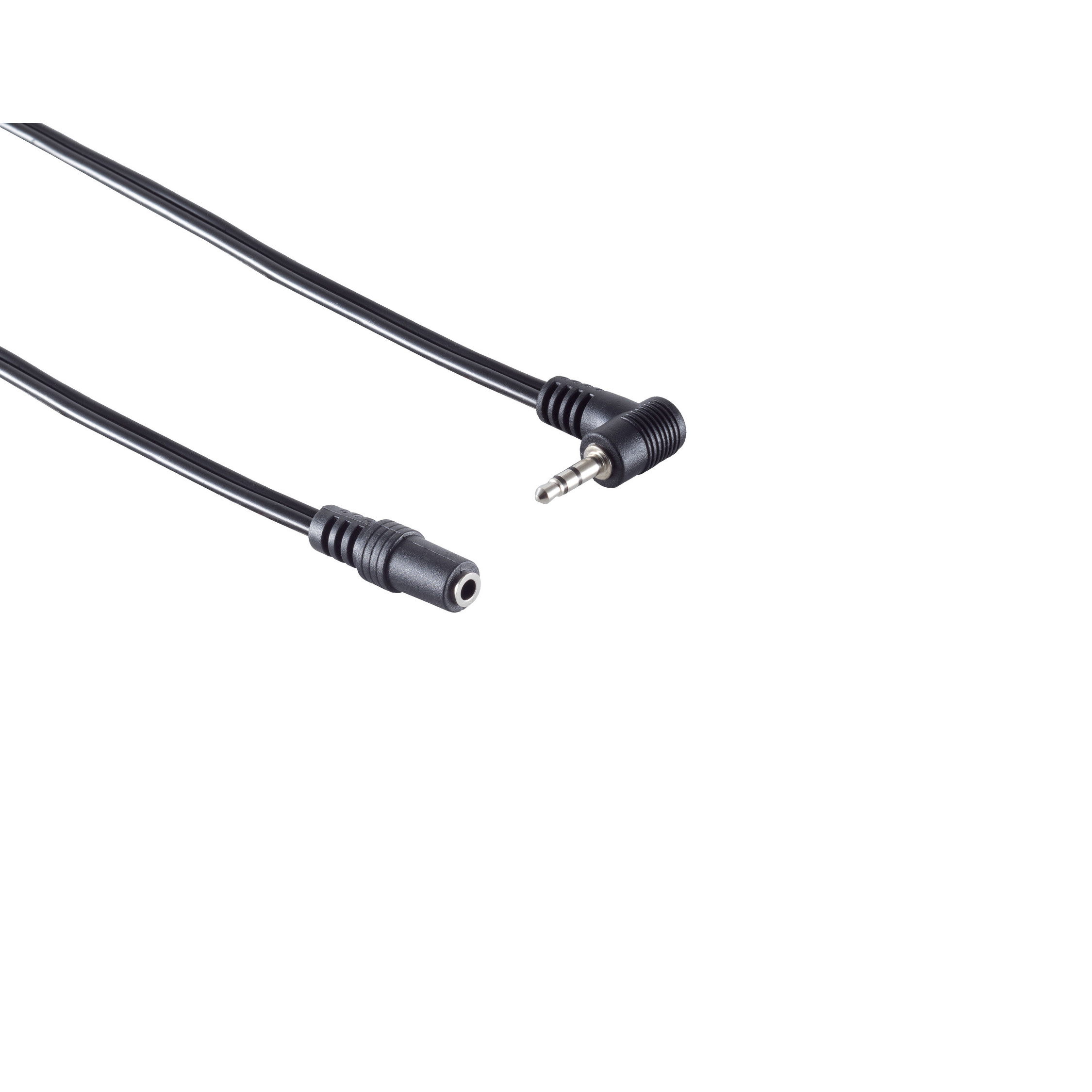 Schwarzes Audiokabel mit 3,5-mm-Anschluss.