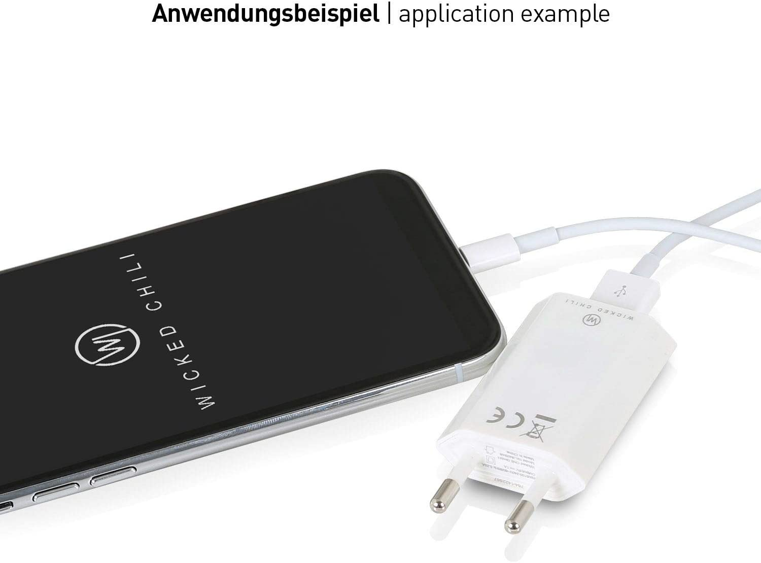 WICKED CHILI 1x Ultra Slim Netzteil Smartphone Tablet, für mA, (1000 Adapter Reader, USB Handy, USB 100-240V, weiß) eBook