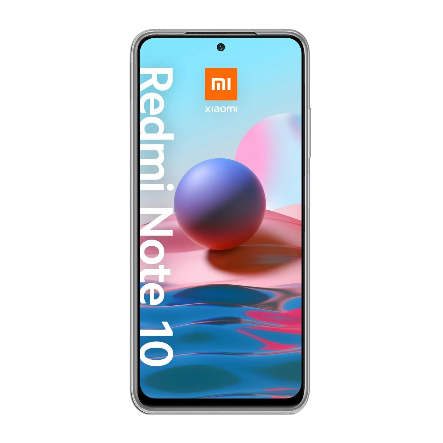 Ein Telefon mit einem Bildschirm, der einen lila Ball und einen blauen, wasserähnlichen Hintergrund zeigt.
