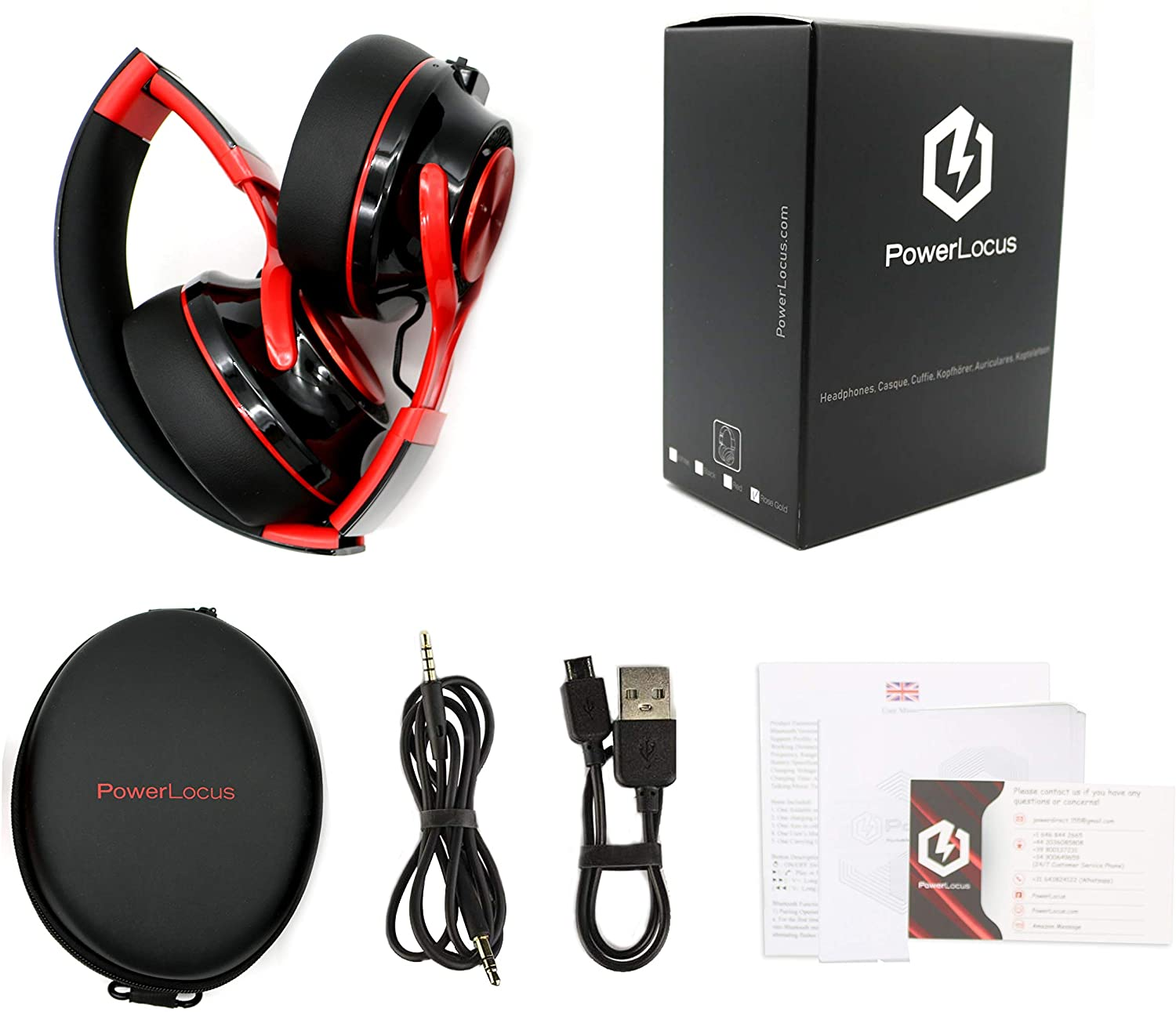 Kopfhörer POWERLOCUS Bluetooth Rot P3, Over-ear