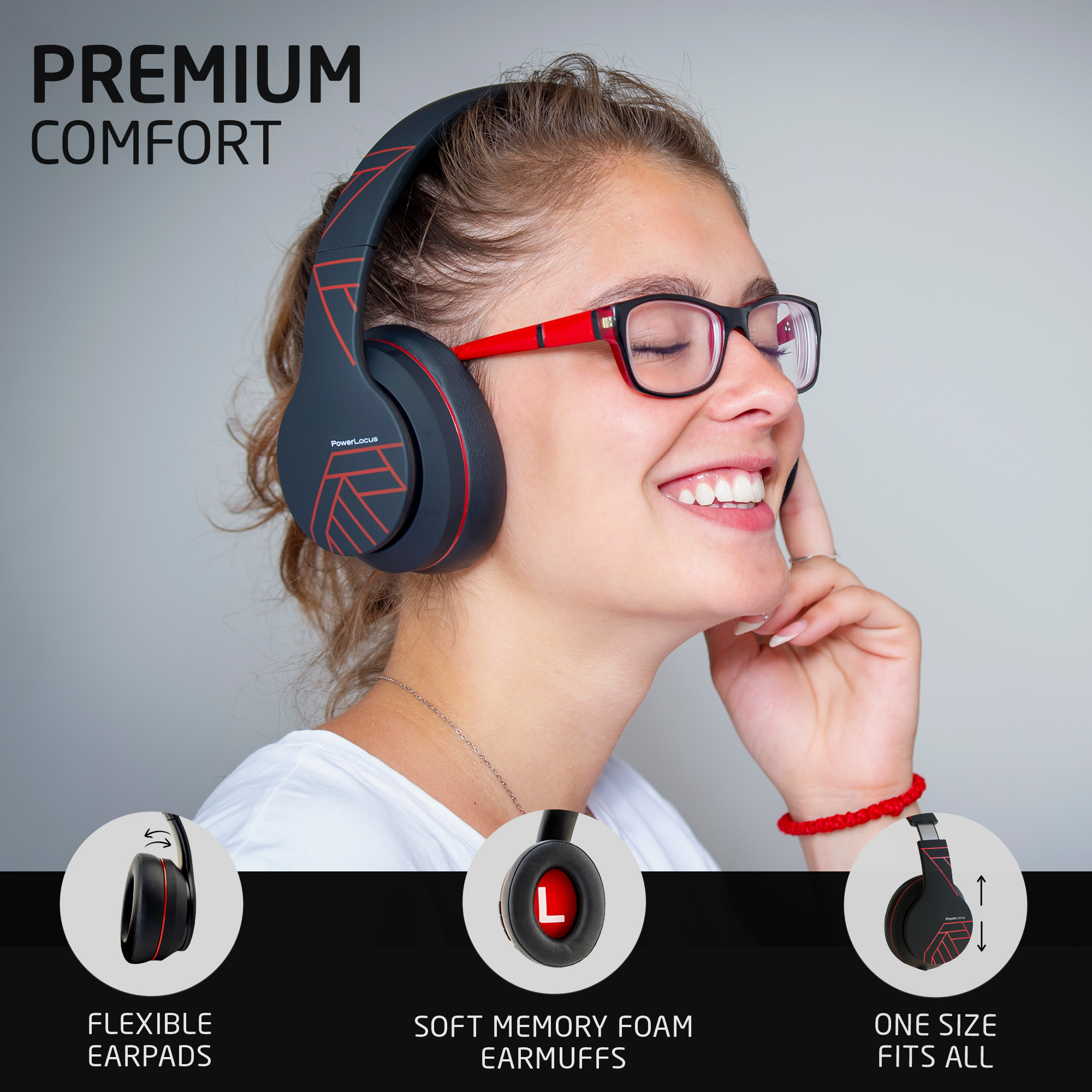 POWERLOCUS Rot Bluetooth Kopfhörer Over-ear P6,