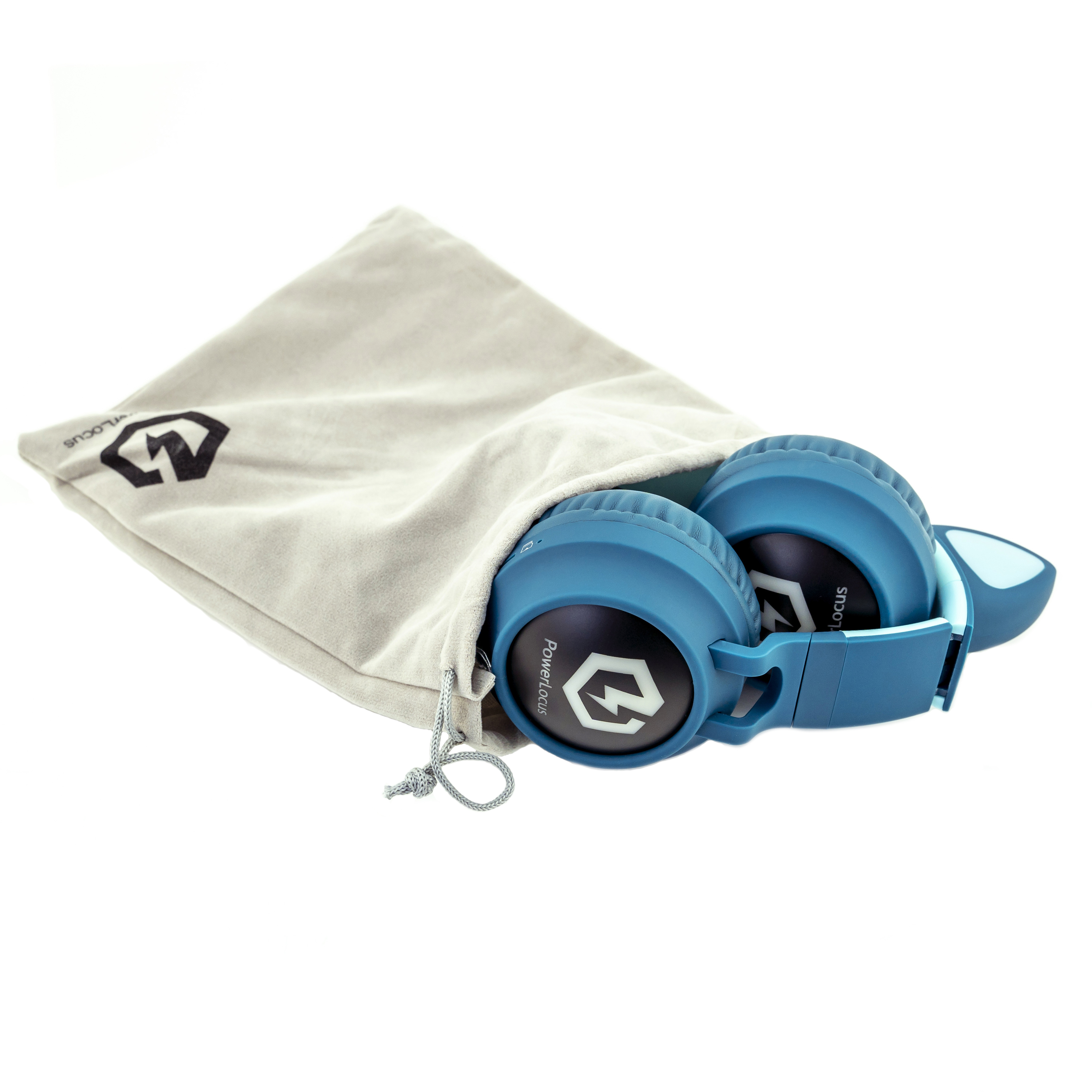 POWERLOCUS Buddy für Bluetooth Kinder, Over-ear Blau Kopfhörer