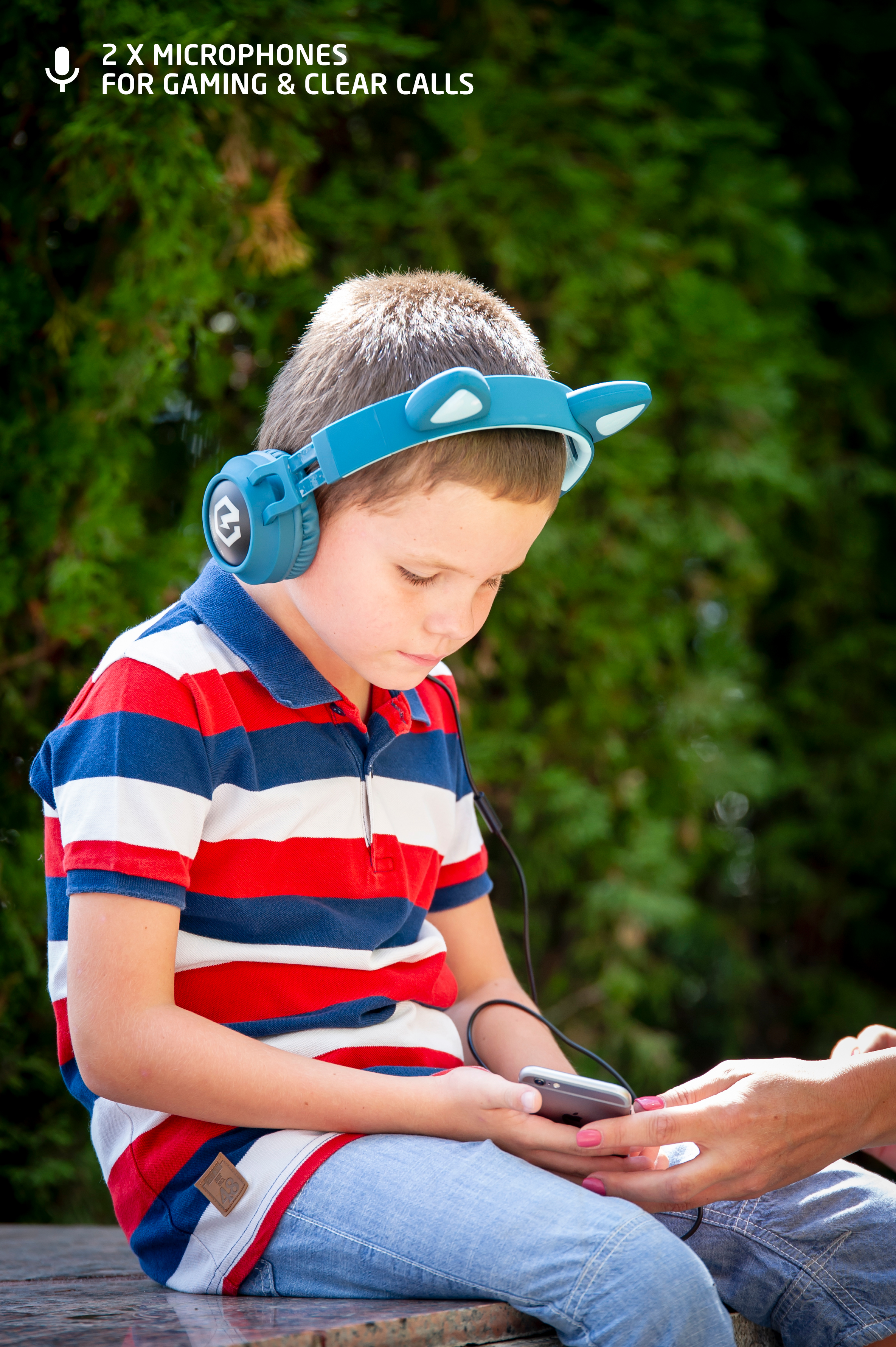POWERLOCUS Buddy Over-ear Bluetooth Kopfhörer für Kinder, Blau