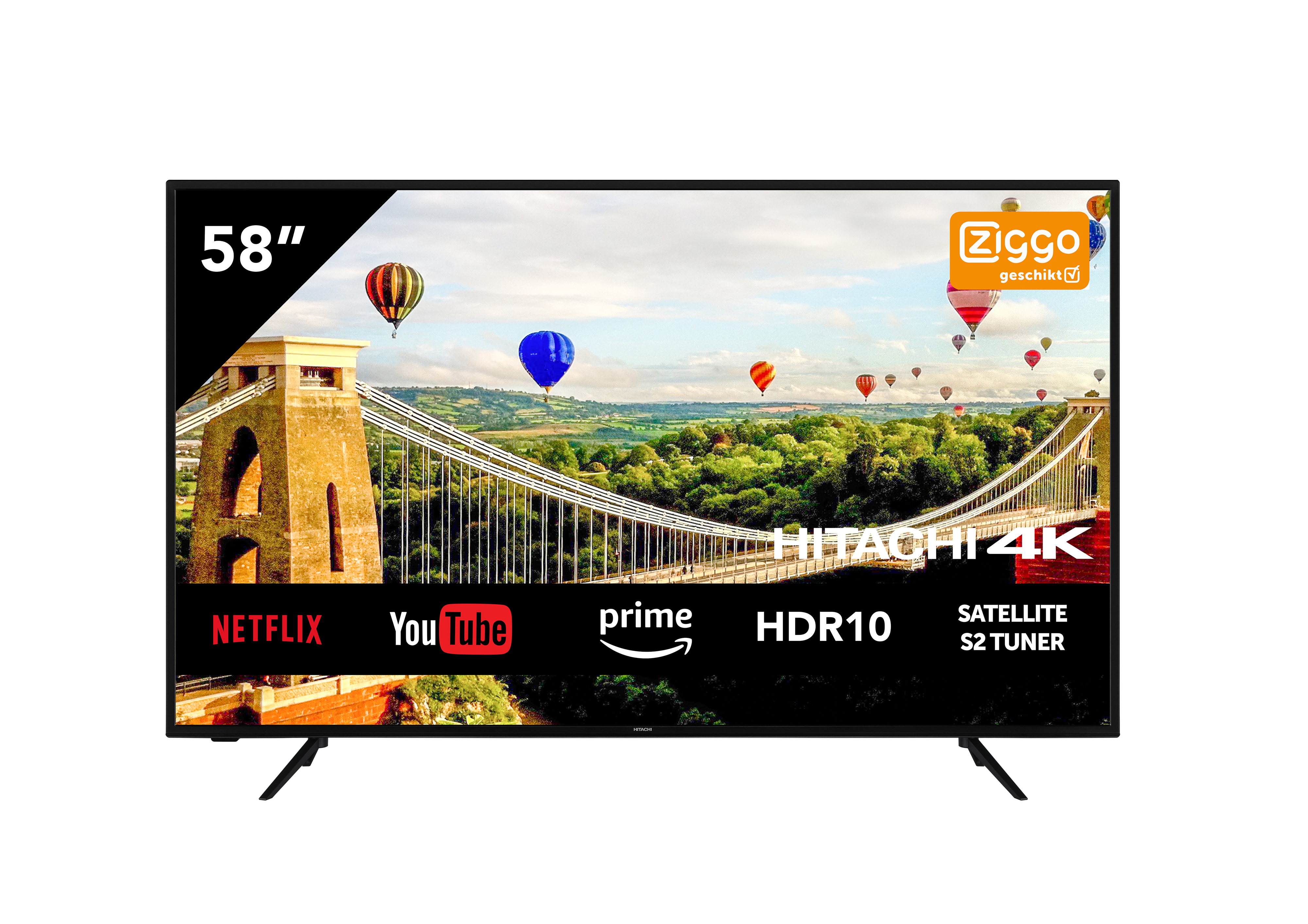 Televisión 14732 Cm 58 led hitachi 58hk5600 4k hdr smart tv wifi tdt t2 usb reproductor y grabador 2hdmi 1200hz. televisor lcd uhd ultrahd quad dvbt2 h.265sí