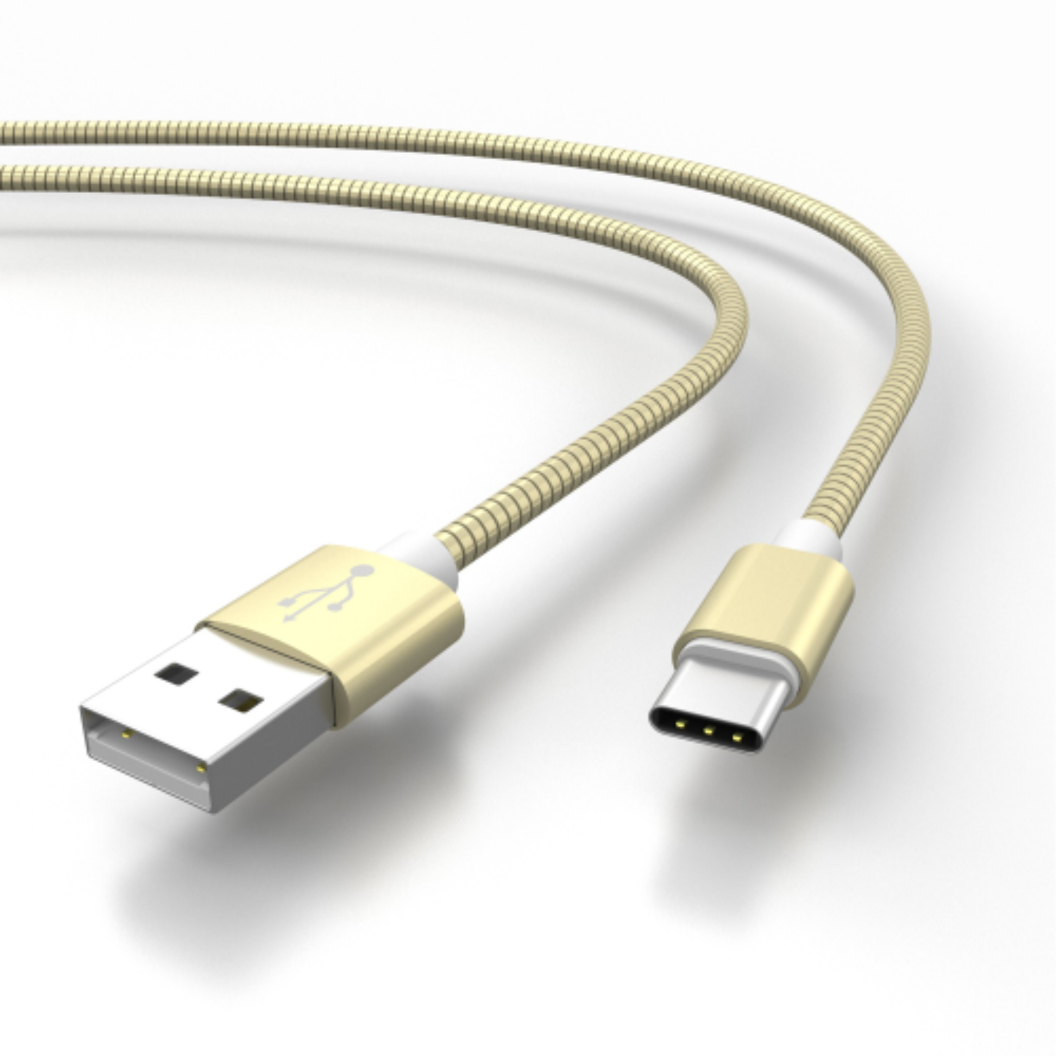 AIXONTEC 2x 1,0m A, USB Kabel C Edelstahl USB zu Gold USB