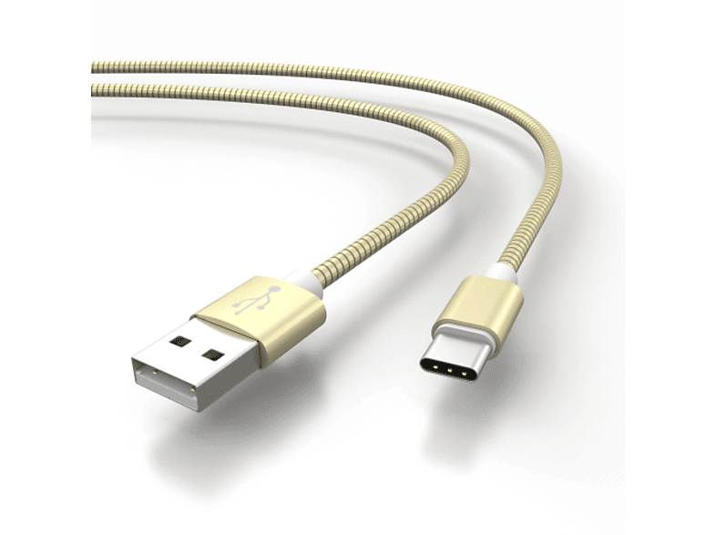 AIXONTEC 2x 1,0m Edelstahl USB Kabel USB C zu USB A, Gold