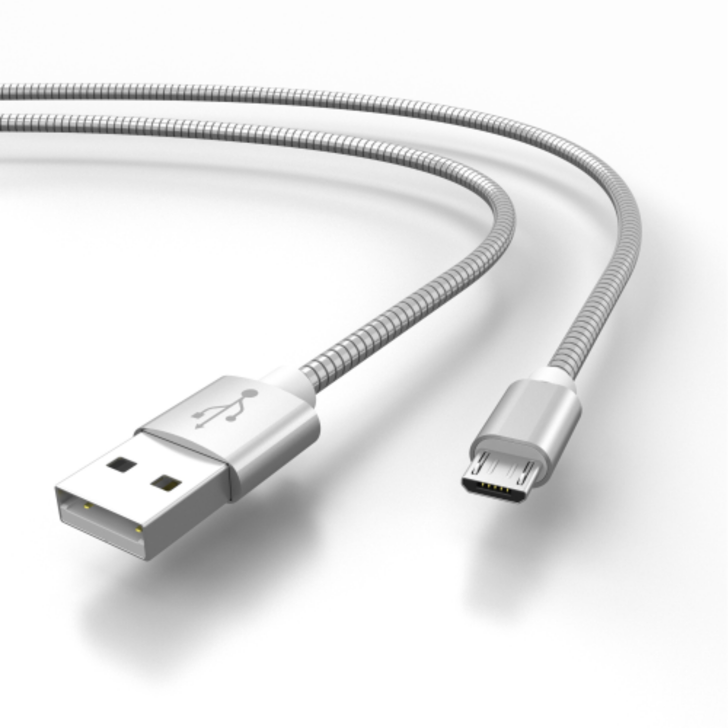 AIXONTEC 2x 1,0m Edelstahl USB B Kabel A, USB USB Silber micro zu