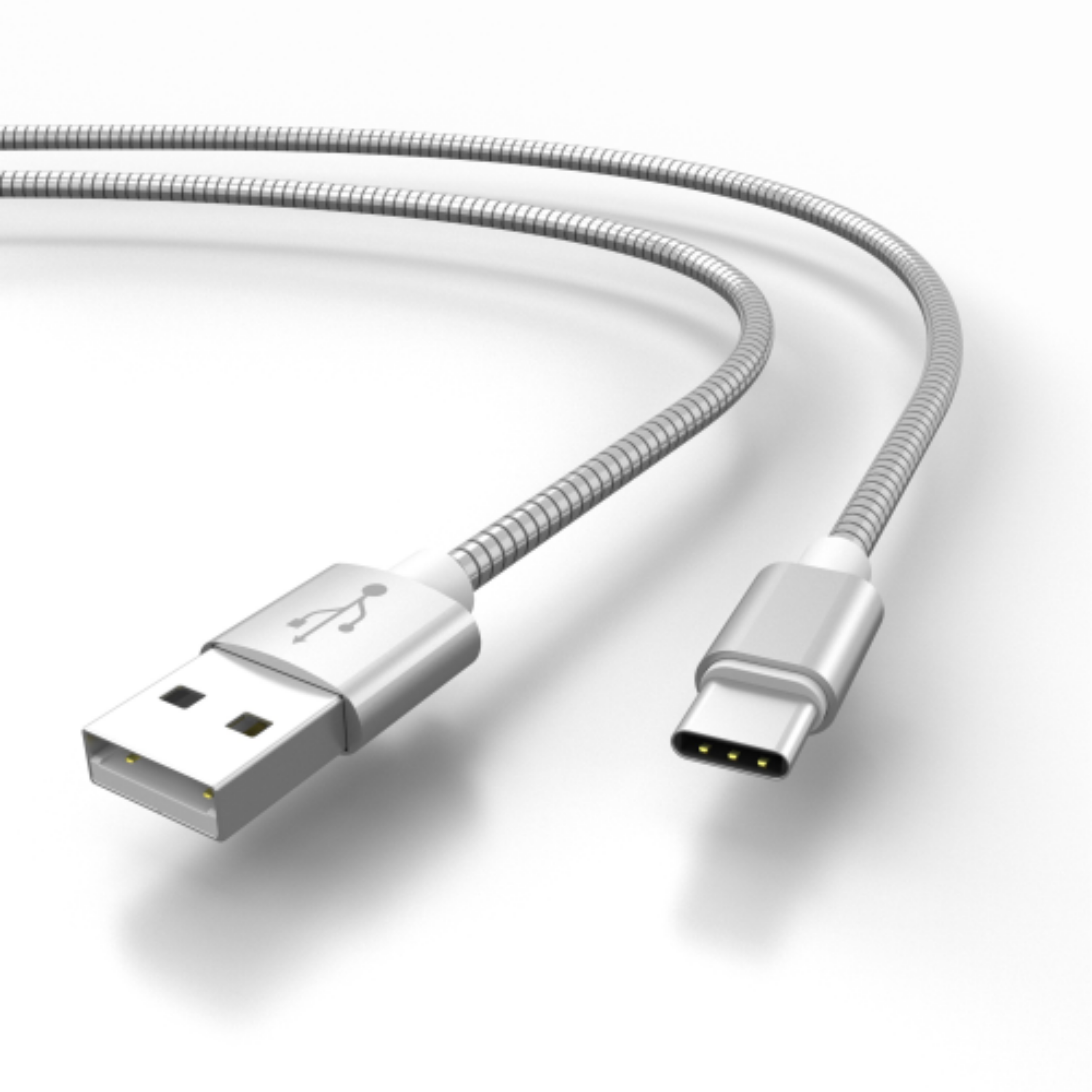 AIXONTEC Edelstahl A, zu USB USB USB Silber Kabel C 2x 1,0m