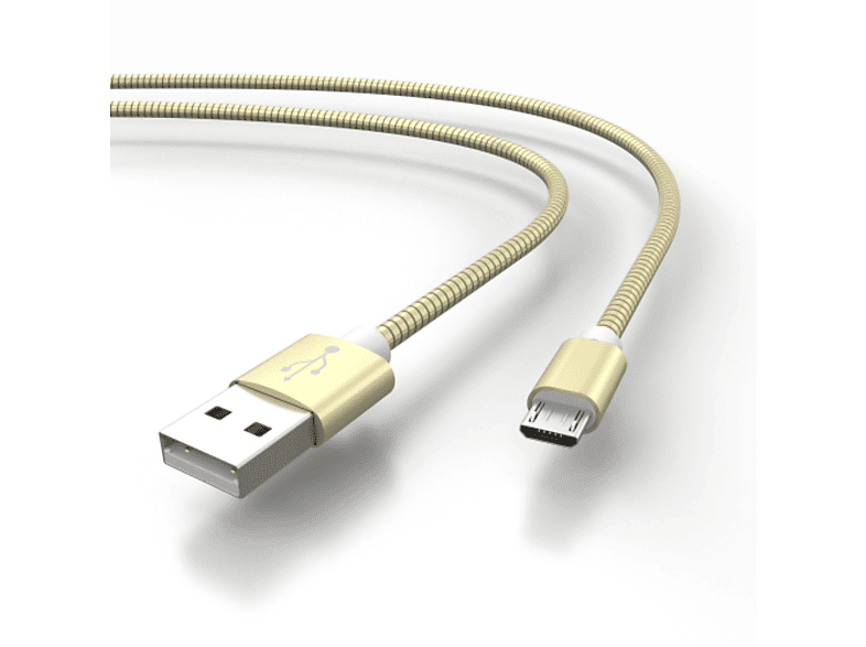 AIXONTEC 2x 1,0m Edelstahl USB USB micro zu USB B Kabel Gold A