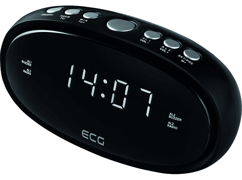 ECG RB 010 | Radiowecker | 2 Weckzeiten | Ausschalt-Timer | PLL FM | Radiowecker Schwarz