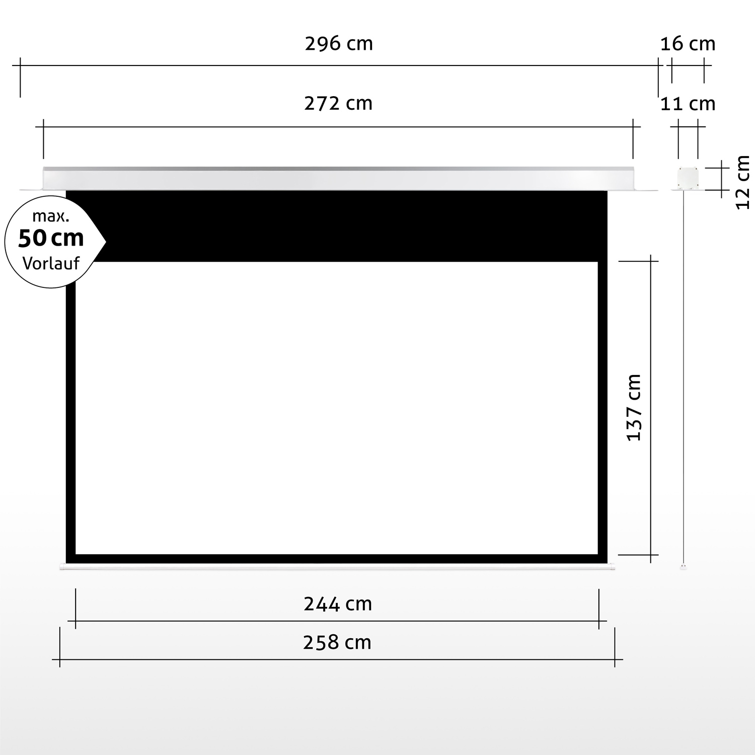 16:9 cm x Expert Deckeneinbau-Leinwand ESMART (110\