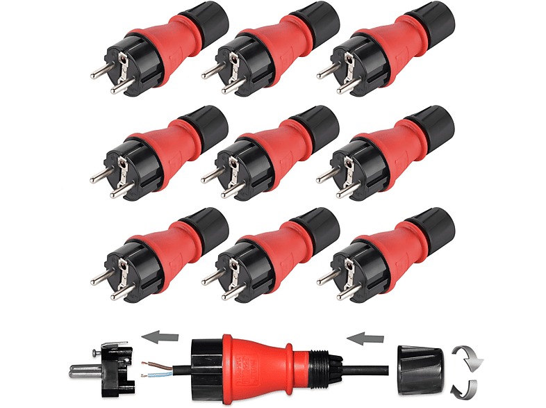 ARLI 10x IP54 Netzstecker Schutzkontaktstecker