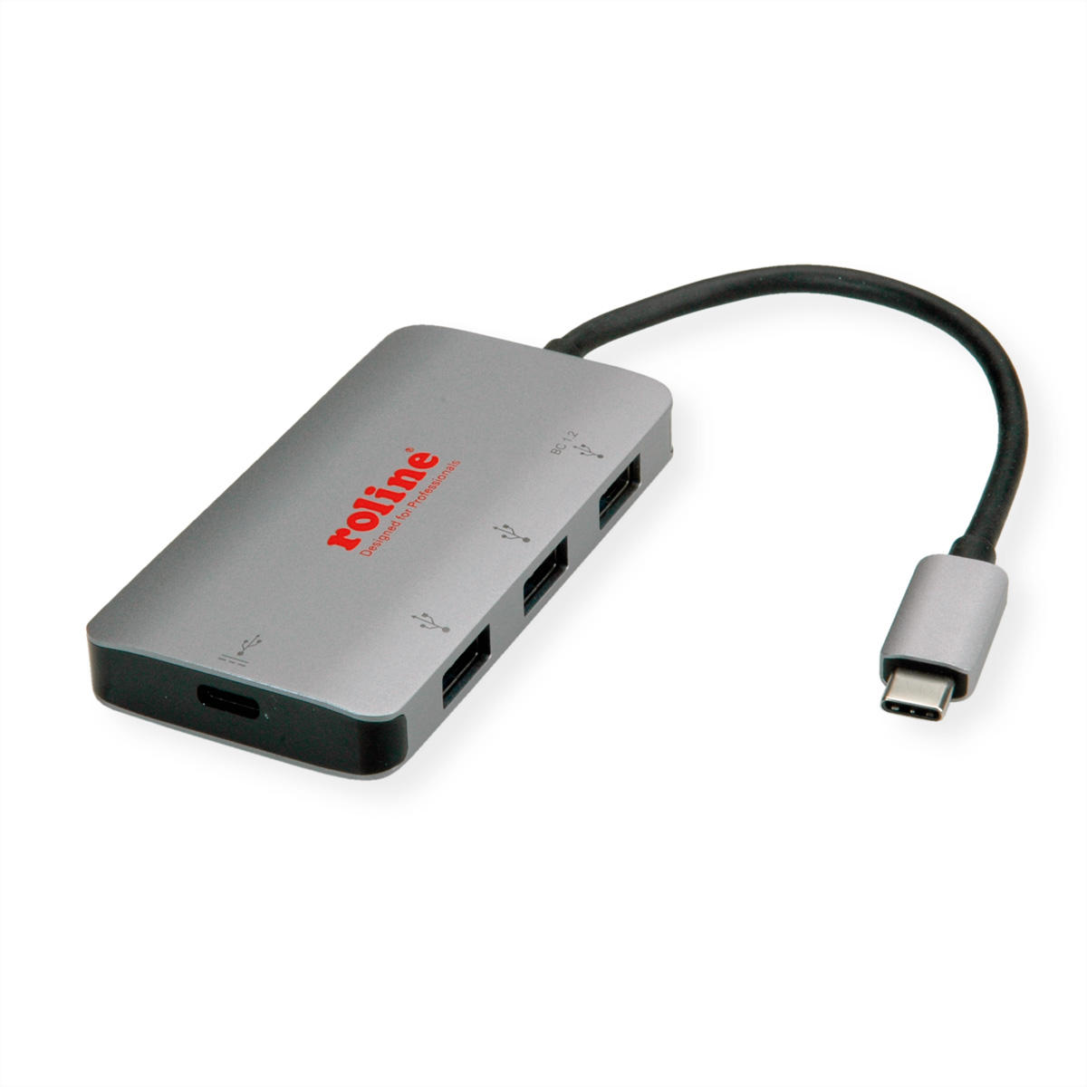 3.2 Anschlusskabel 1 USB silberfarben C Hub, Hub, 3fach, (PD+Data), ROLINE Gen USB Typ