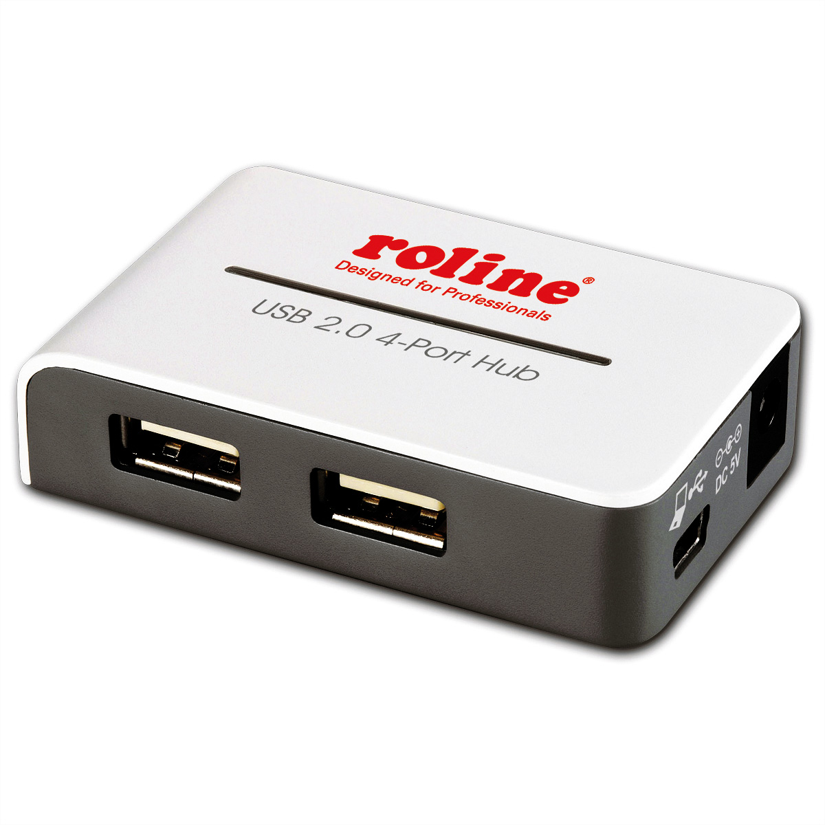 Weiß-grauer USB 2.0 4-Port-Hub mit schwarzen Anschlüssen.