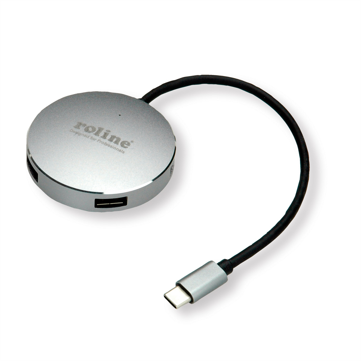 grau Hub, Typ ROLINE 3.2 C Gen USB 1 4fach, Hub, rund, Anschlusskabel, USB
