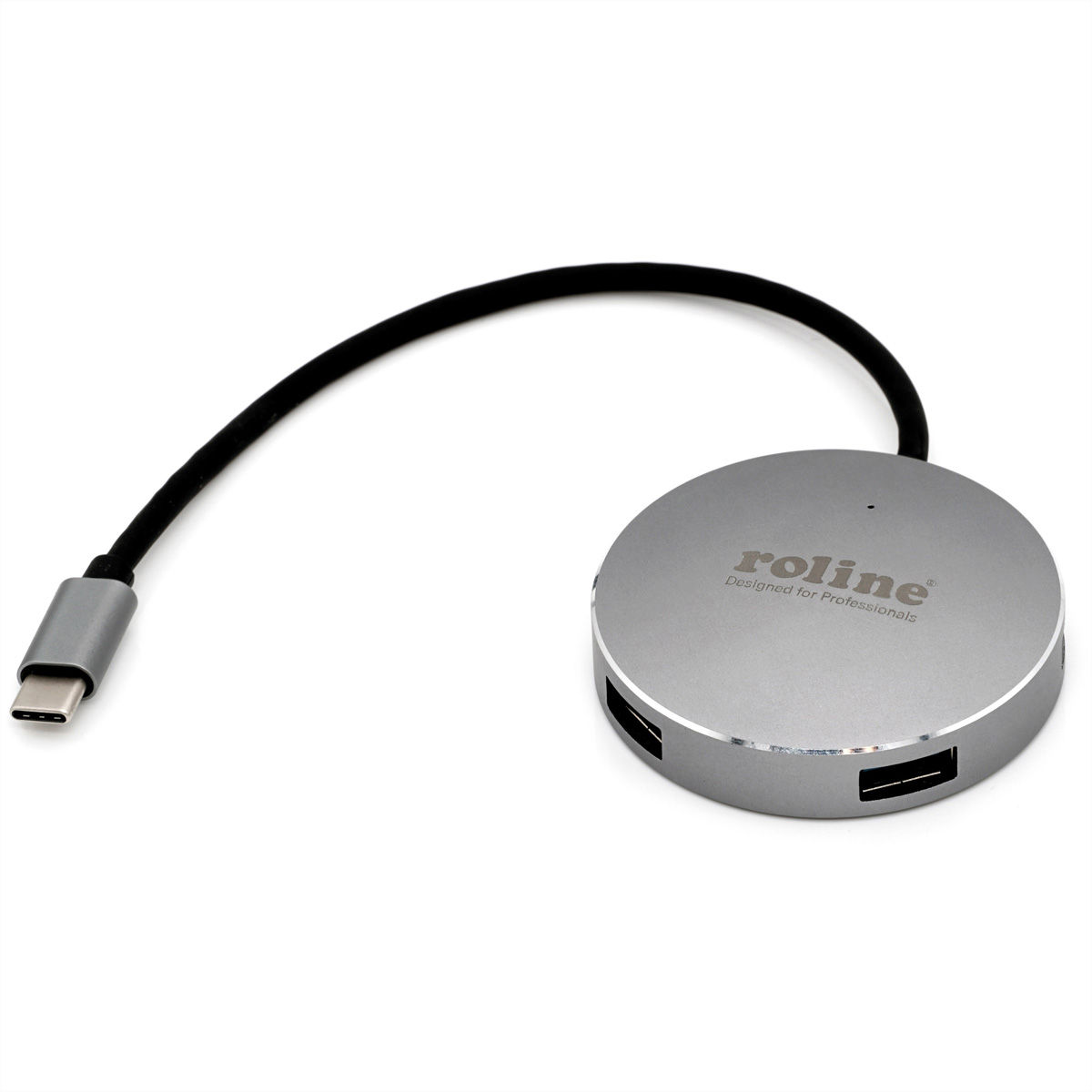 ROLINE USB Typ 4fach, USB C Hub, 3.2 1 Hub, rund, Gen Anschlusskabel, grau