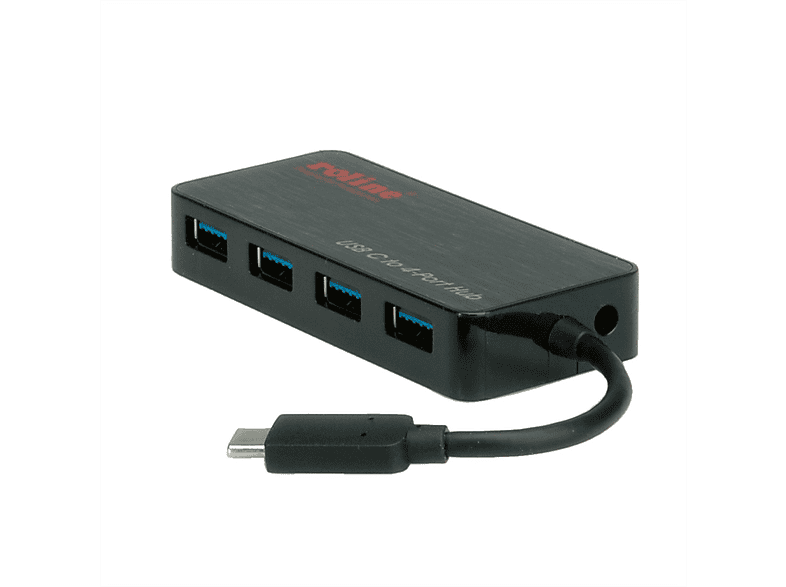 ROLINE USB 3.2 Gen 1 Hub, 4fach, Typ C Anschlusskabel, USB Hub, schwarz ...