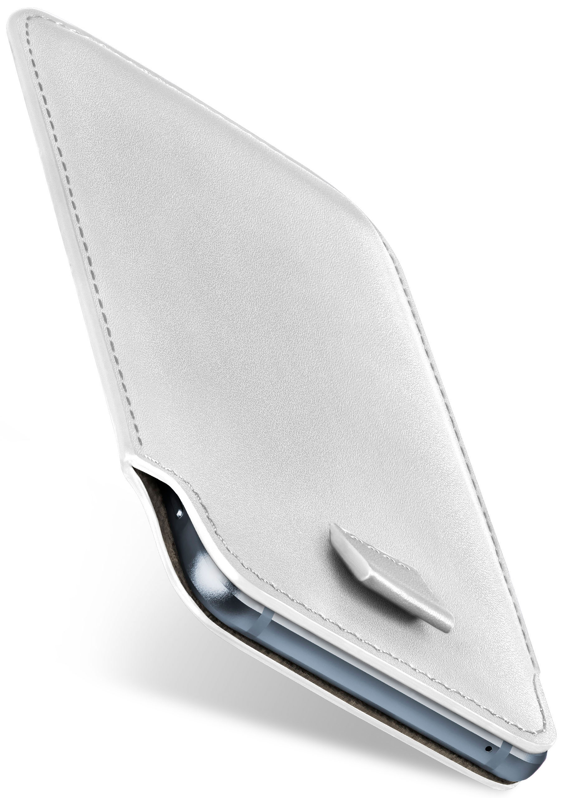Full Shiny-White Case, P smart Huawei, Slide Cover, (2017), MOEX