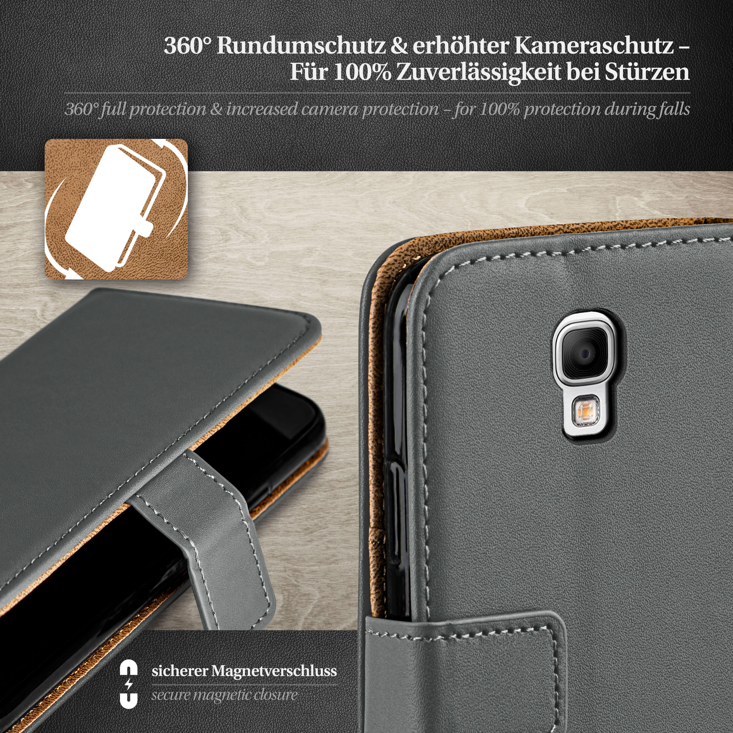 Anthracite-Gray Note Bookcover, 3 Book MOEX Galaxy Case, Samsung, Neo,