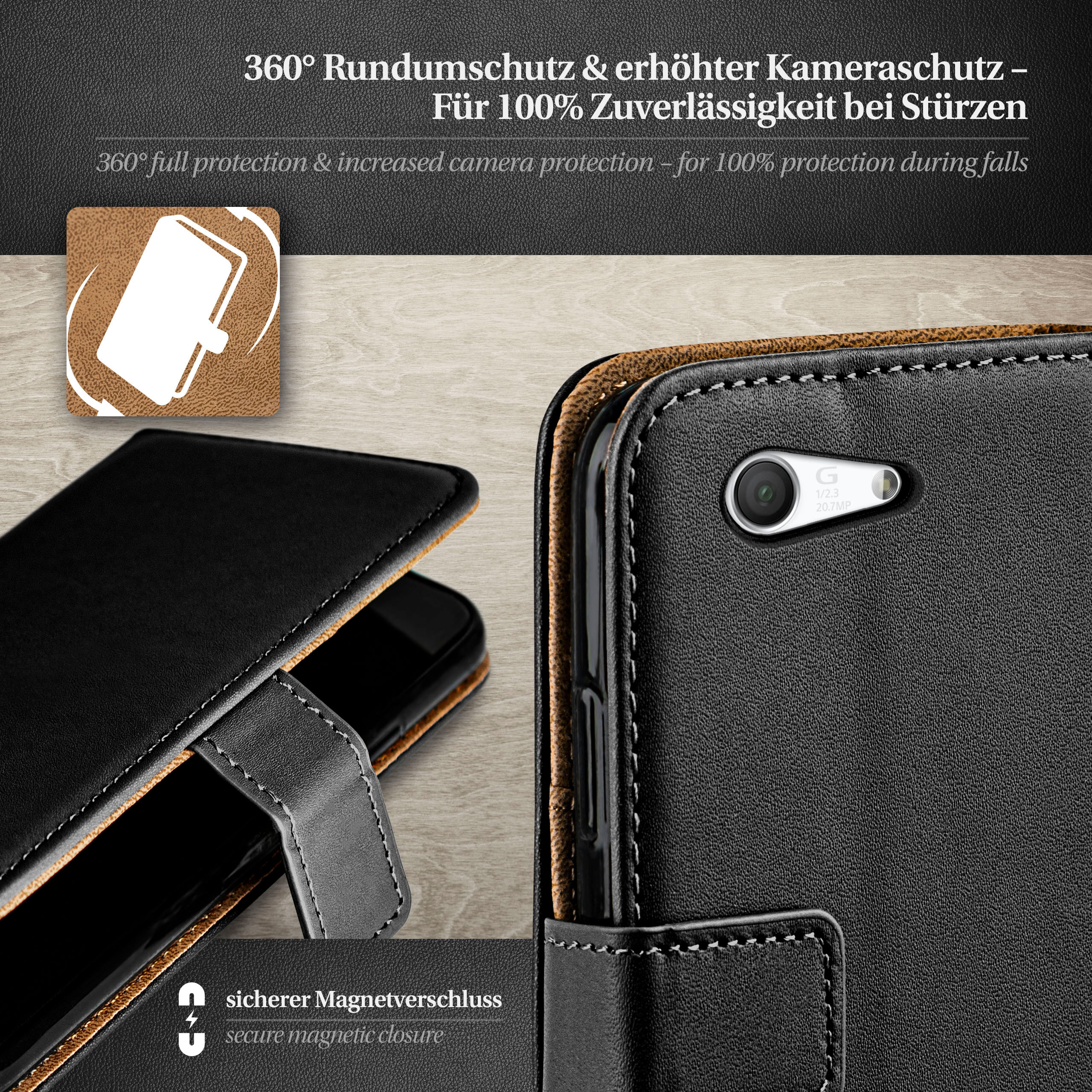 MOEX Book Case, Bookcover, Sony, Deep-Black Xperia Z3 Compact