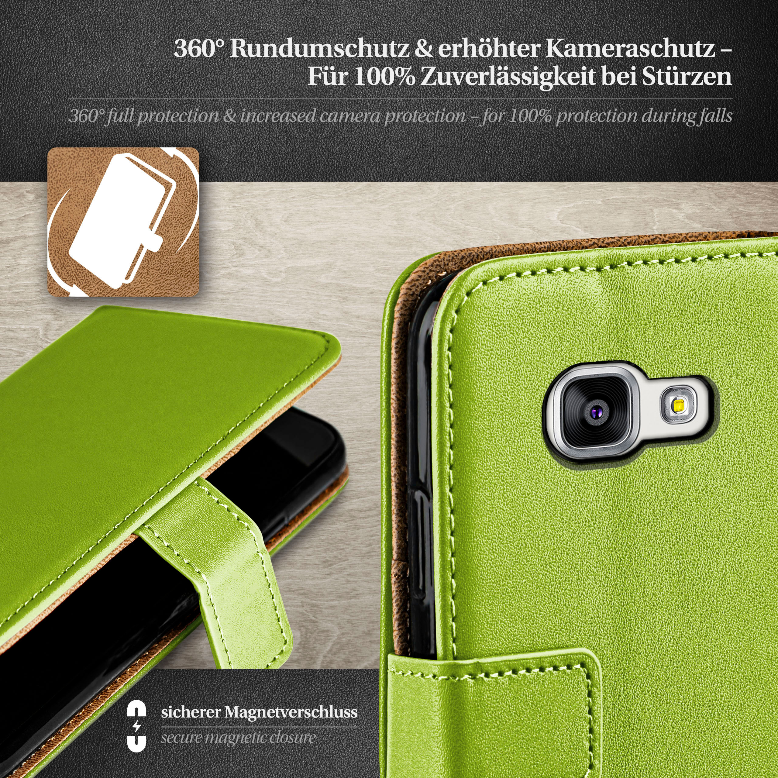 Bookcover, A3 (2016), Book Samsung, MOEX Case, Lime-Green Galaxy