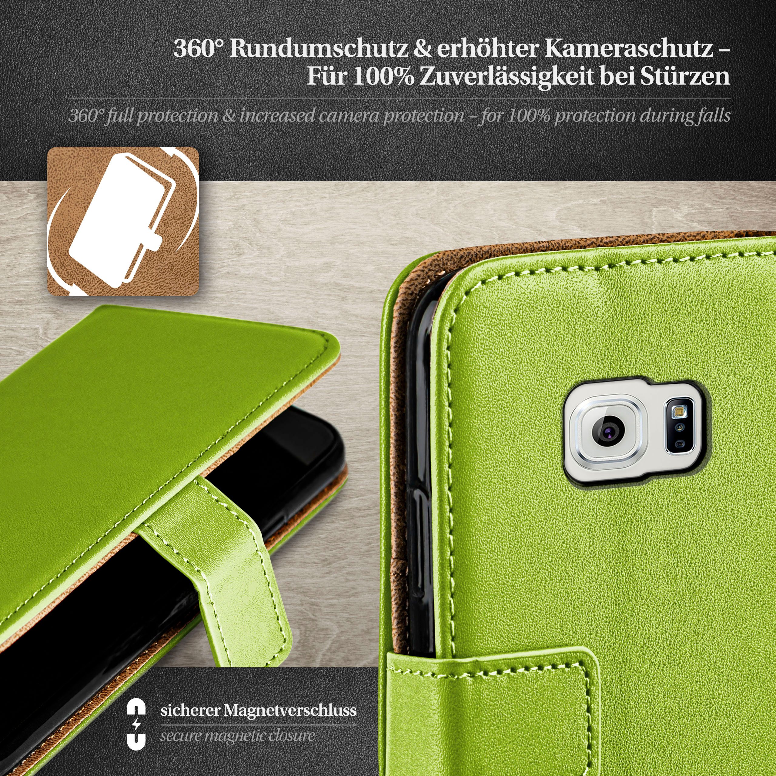 Lime-Green Case, Galaxy Samsung, Bookcover, MOEX Book S6,