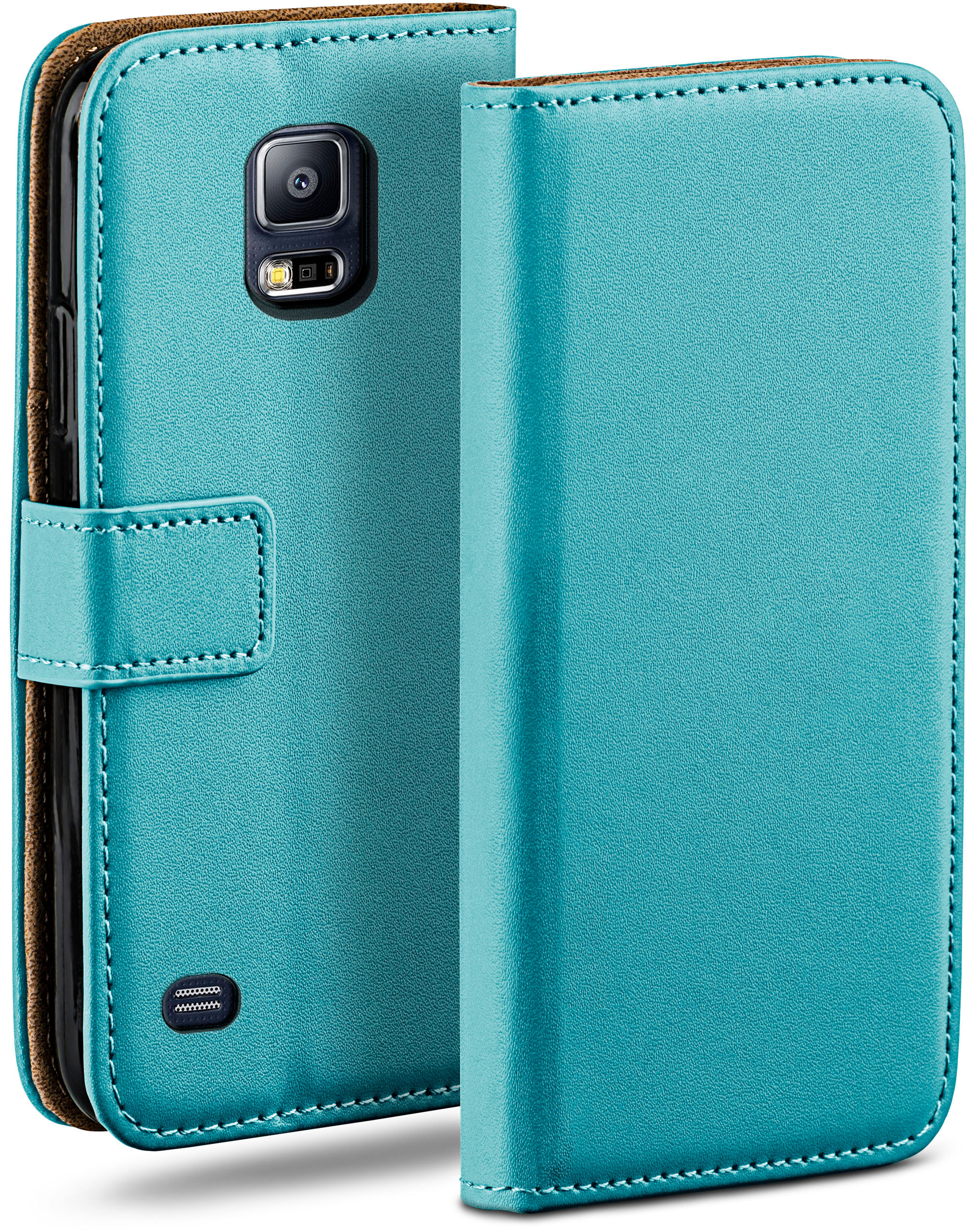 MOEX Book Case, Bookcover, / Neo, S5 S5 Samsung, Galaxy Aqua-Cyan
