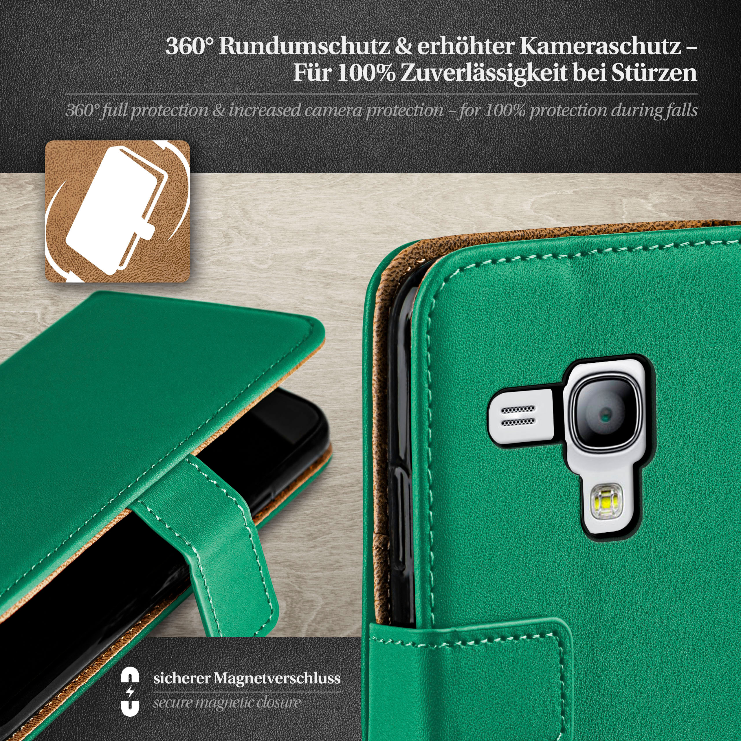 MOEX Book Case, Emerald-Green Mini, Bookcover, Samsung, S3 Galaxy