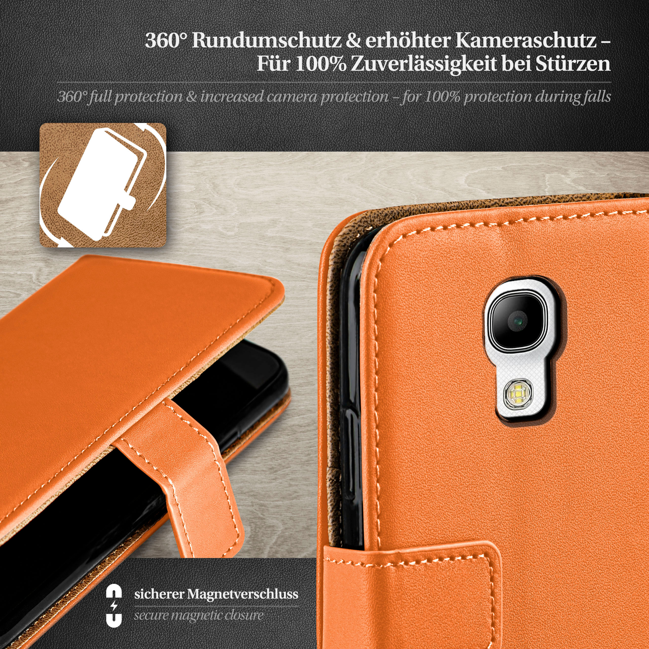 Galaxy Samsung, Mini, MOEX Book Case, S4 Bookcover, Canyon-Orange