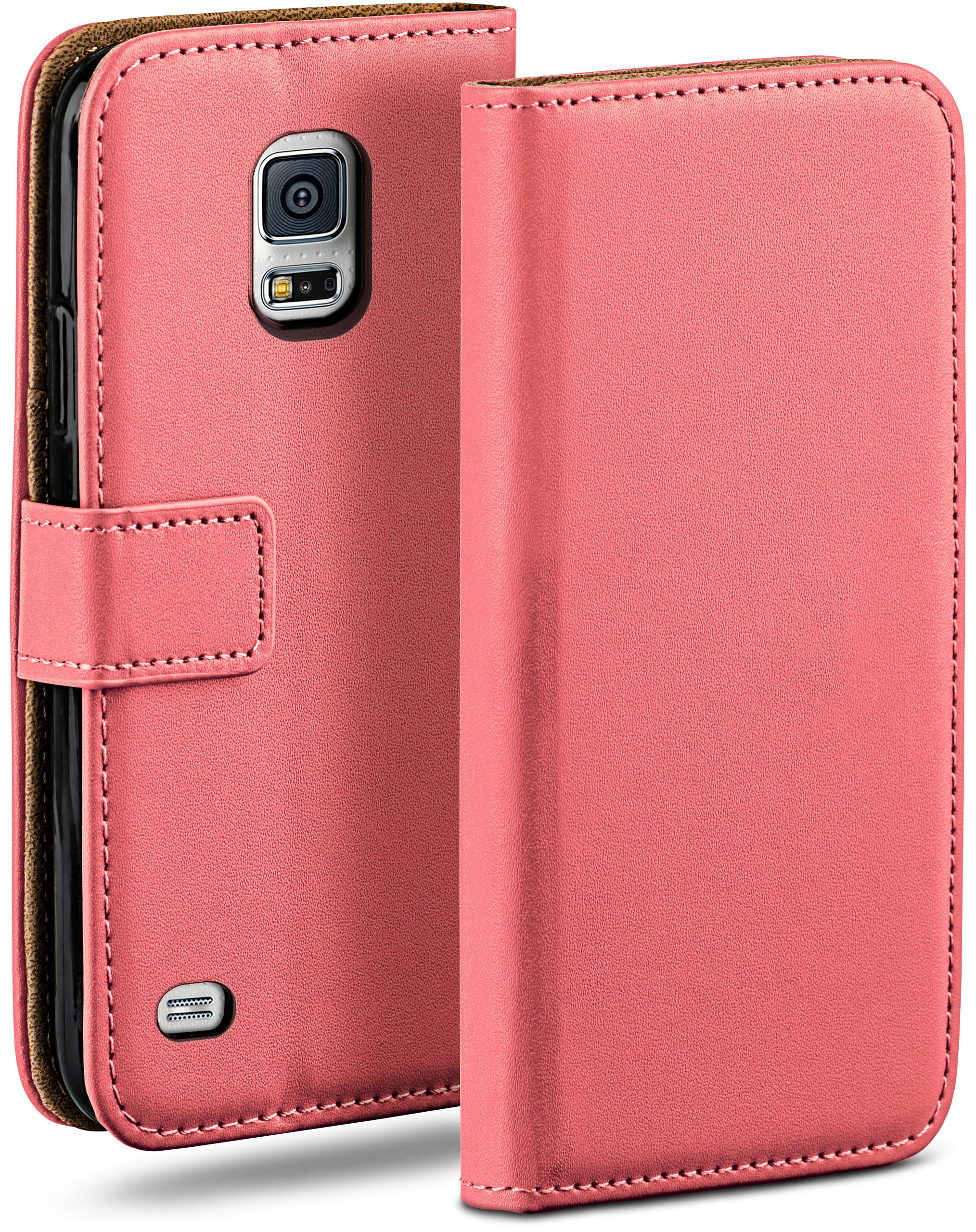 Galaxy Samsung, Book S5 Bookcover, MOEX Mini, Coral-Rose Case,