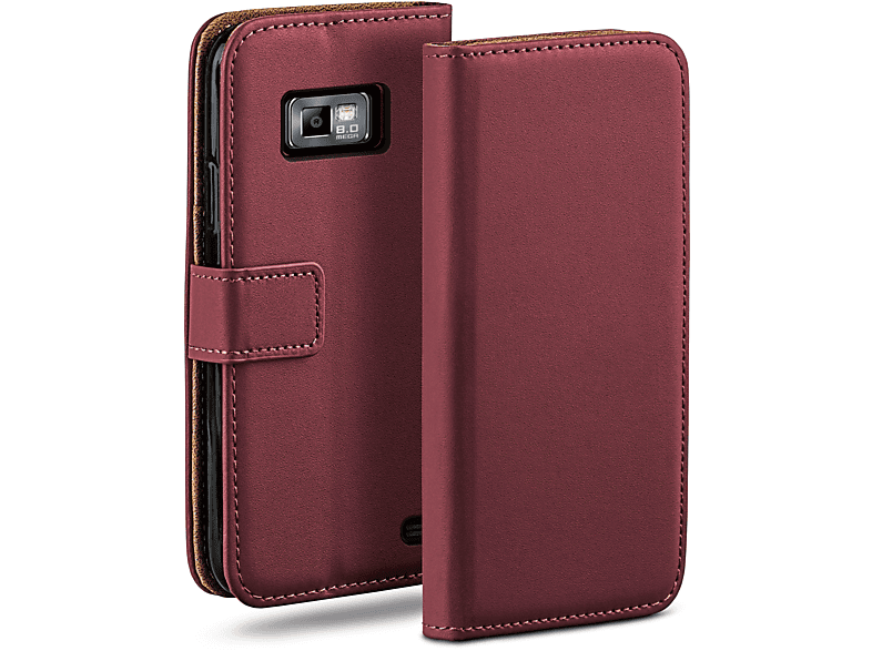Bookcover, MOEX / Plus, Case, S2 S2 Book Galaxy Samsung, Maroon-Red