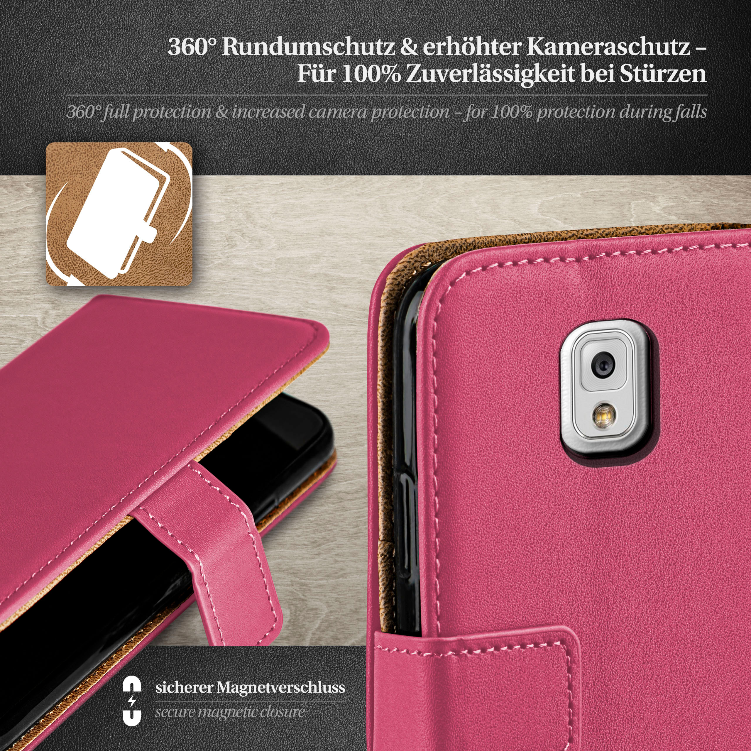 Note Galaxy Berry-Fuchsia Book Samsung, Case, Bookcover, MOEX 3,