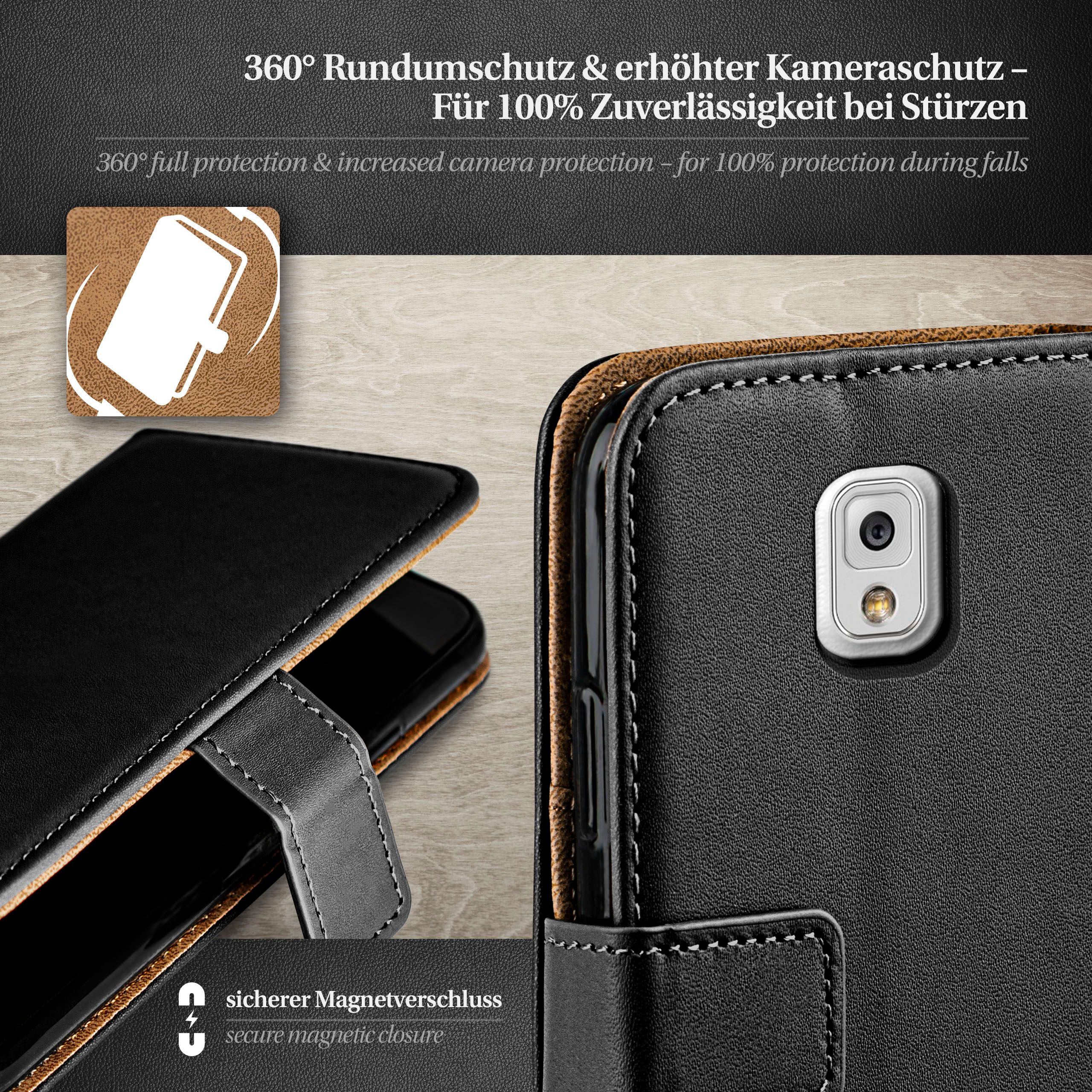 Book Samsung, Bookcover, MOEX Deep-Black Galaxy Note 3, Case,