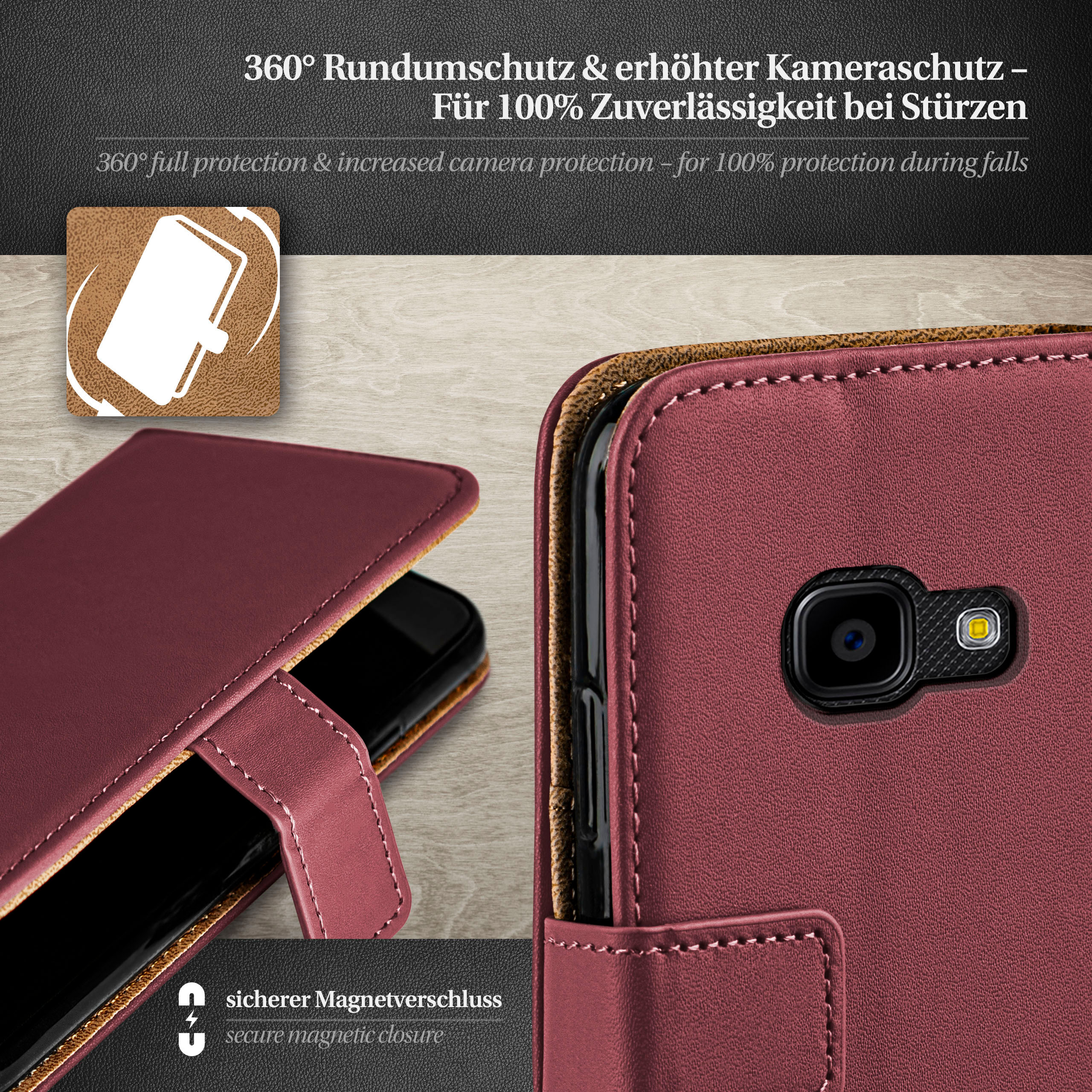 Case, Samsung, Xcover Book Bookcover, Maroon-Red 4, MOEX Galaxy