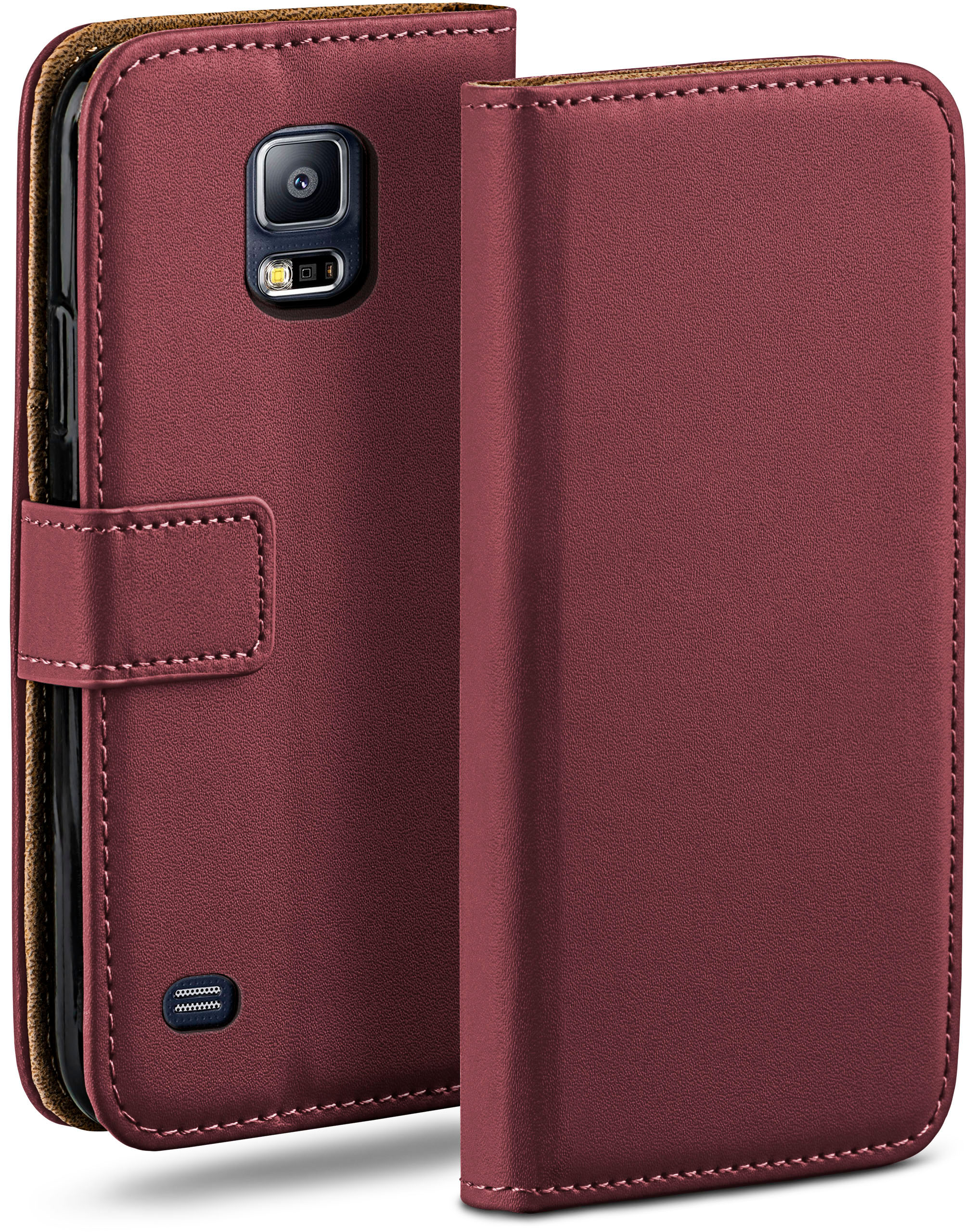 MOEX Book Samsung, Galaxy Maroon-Red Bookcover, S5 Case, Neo, / S5