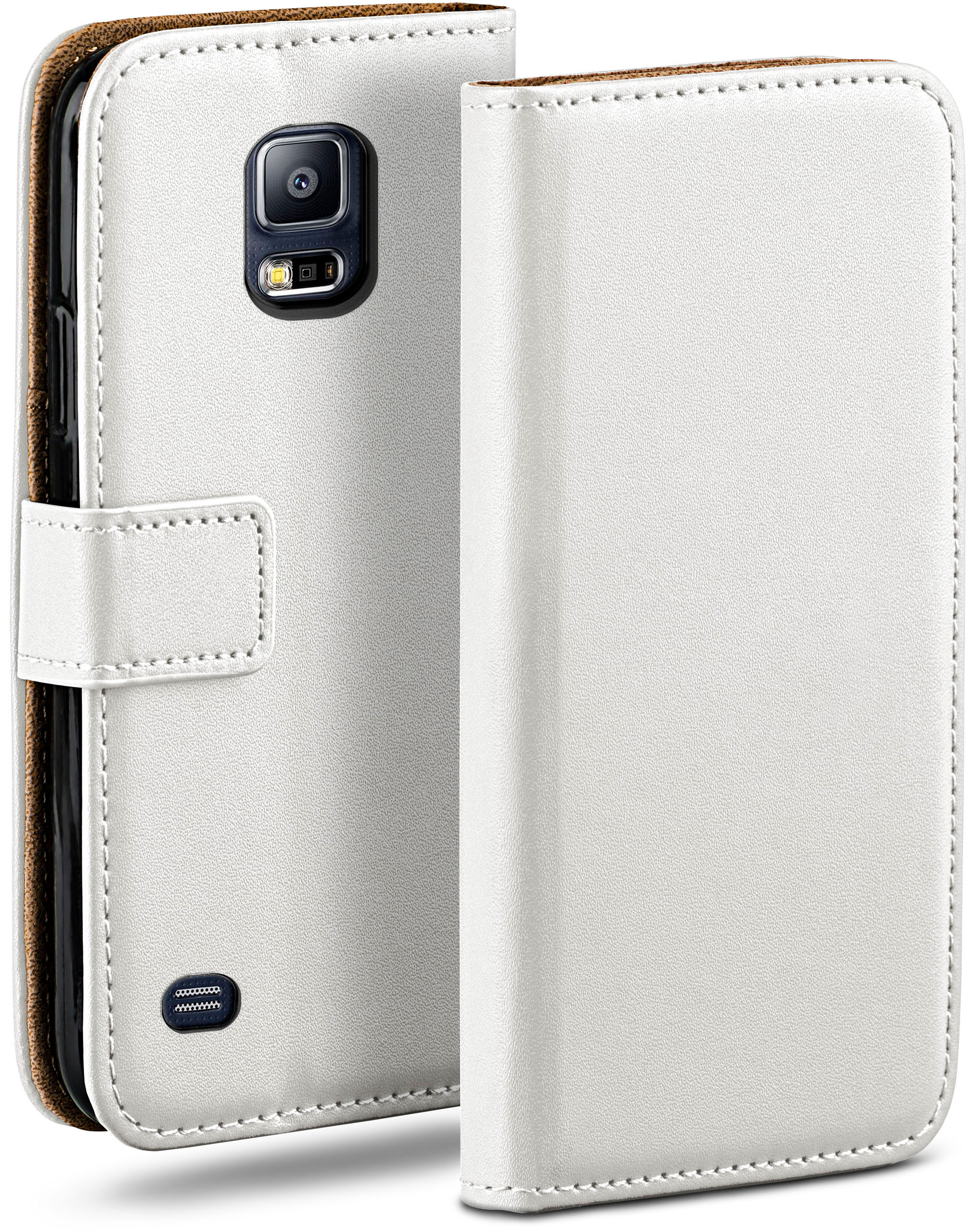 MOEX Book Case, Bookcover, Pearl-White S5 Samsung, Galaxy S5 Neo, 