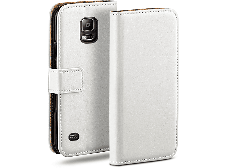 Case, Bookcover, Galaxy Pearl-White S5 / Book Samsung, Neo, S5 MOEX