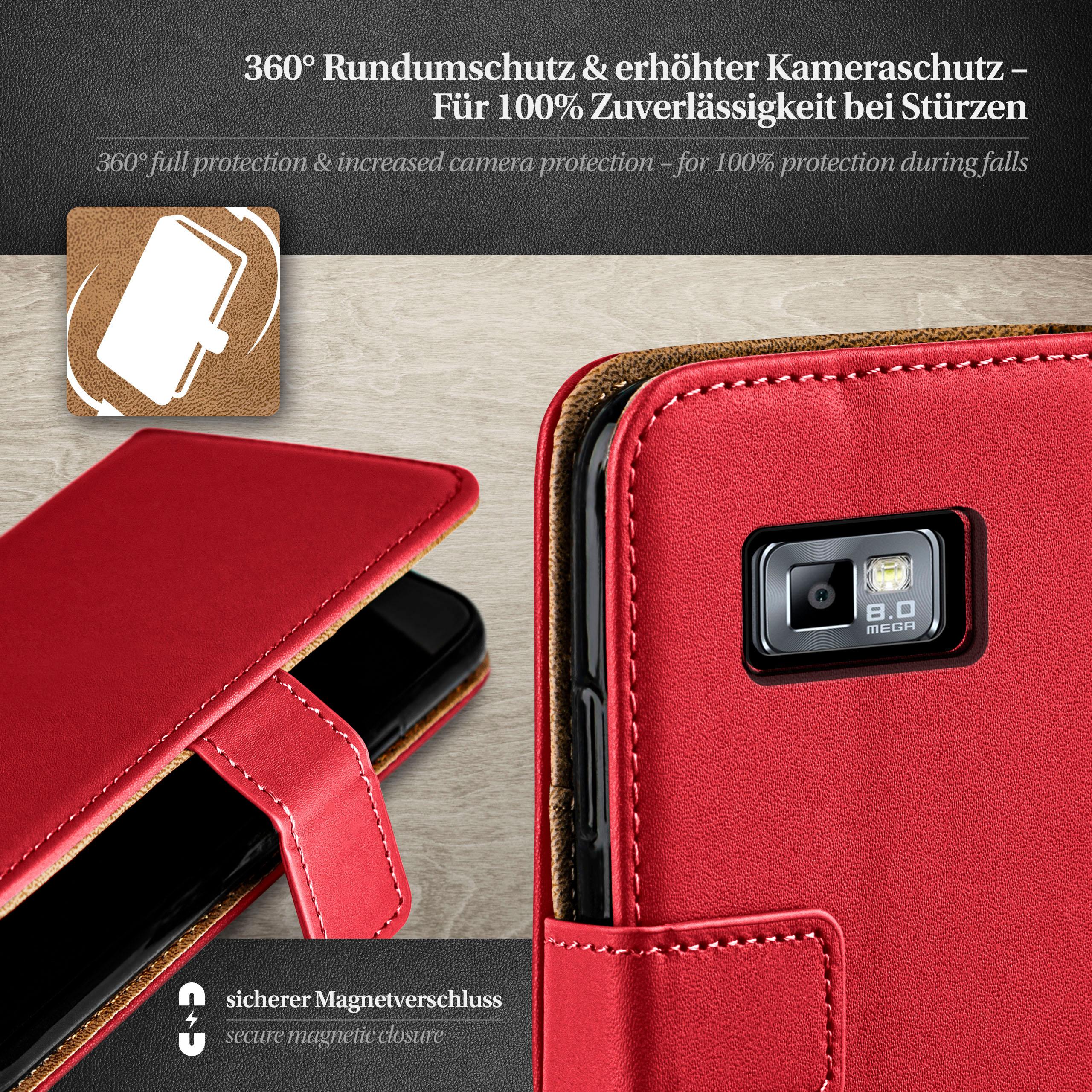 Plus, Blazing-Red Case, Book S2 Bookcover, / Galaxy MOEX S2 Samsung,