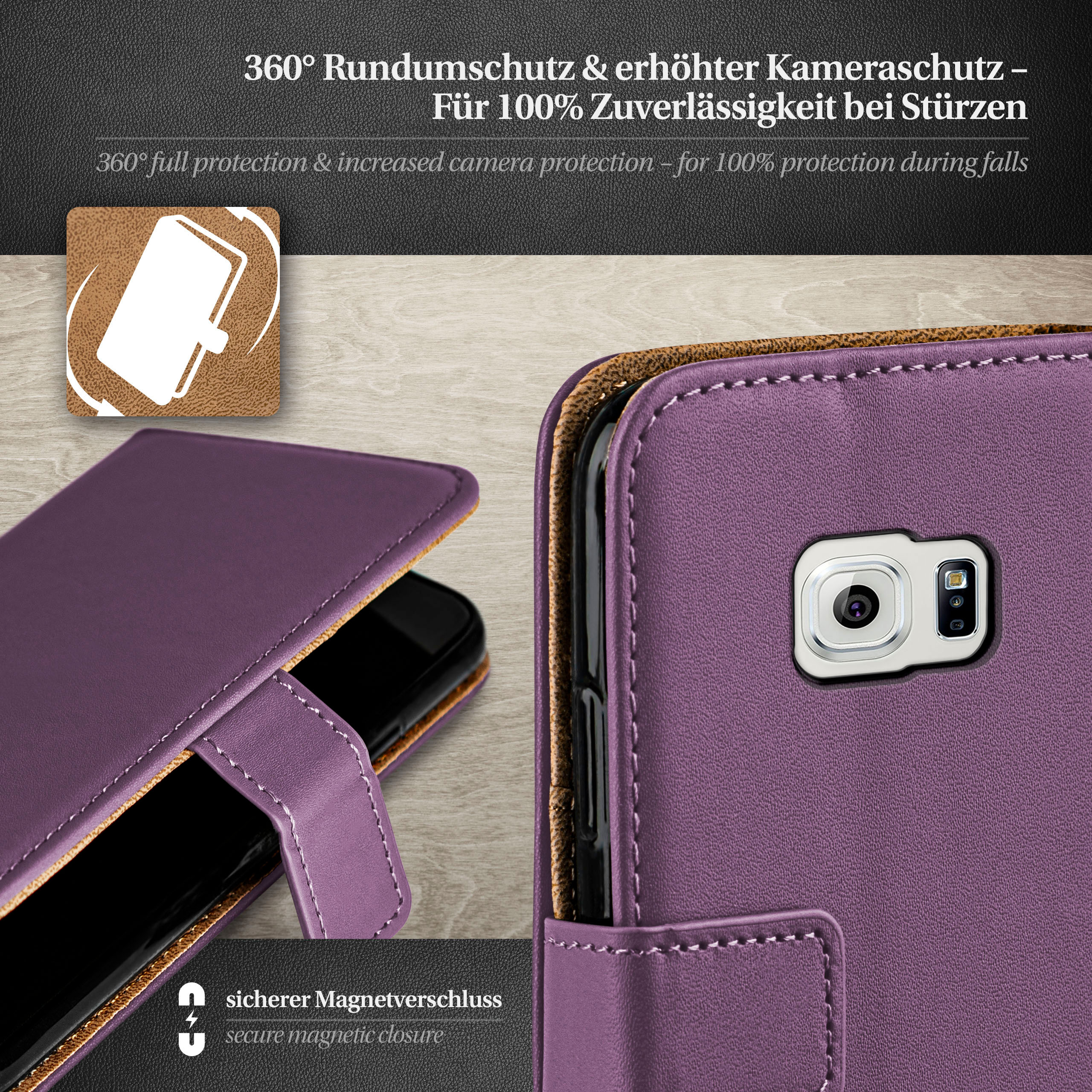 MOEX Book Case, Bookcover, Samsung, S6, Indigo-Violet Galaxy